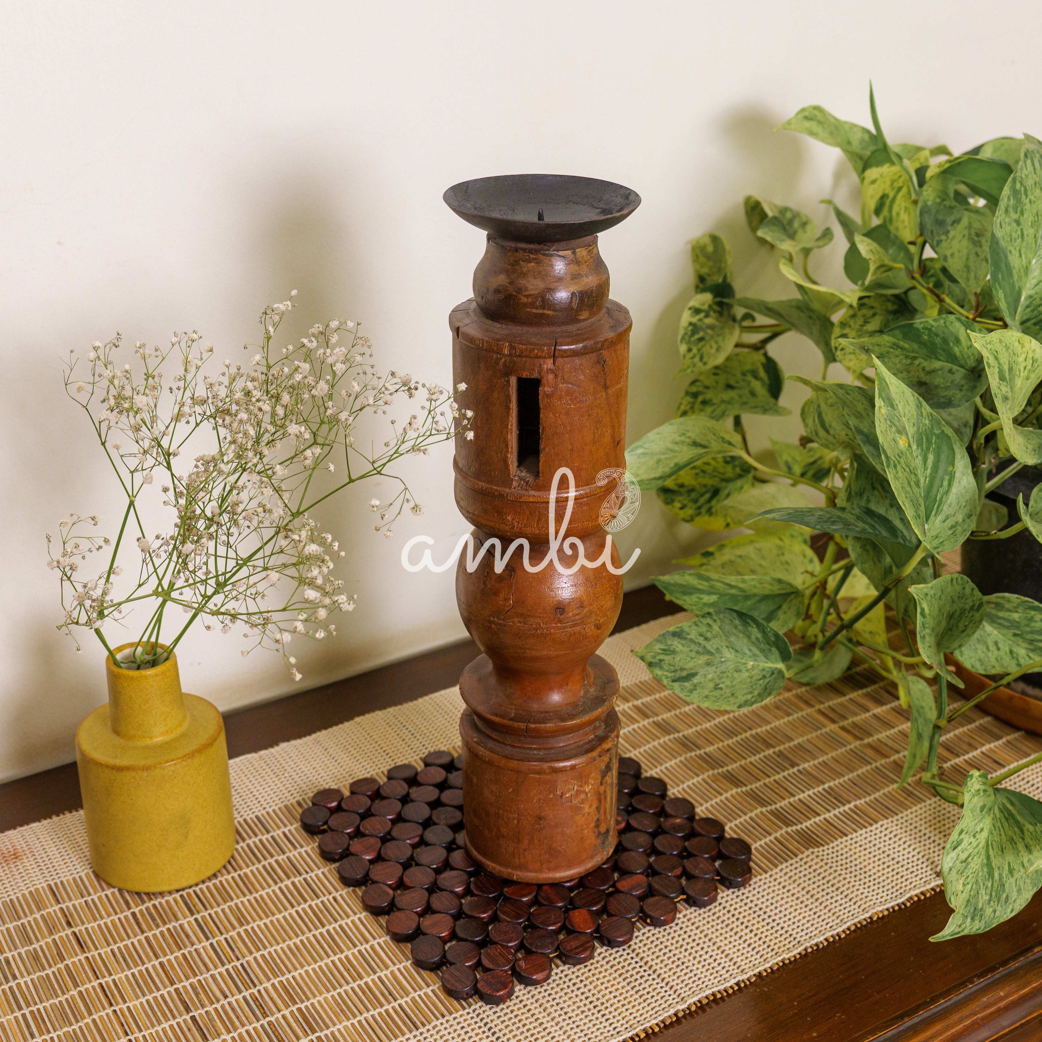 Vintage Candle Stand - 'Charpai' Leg