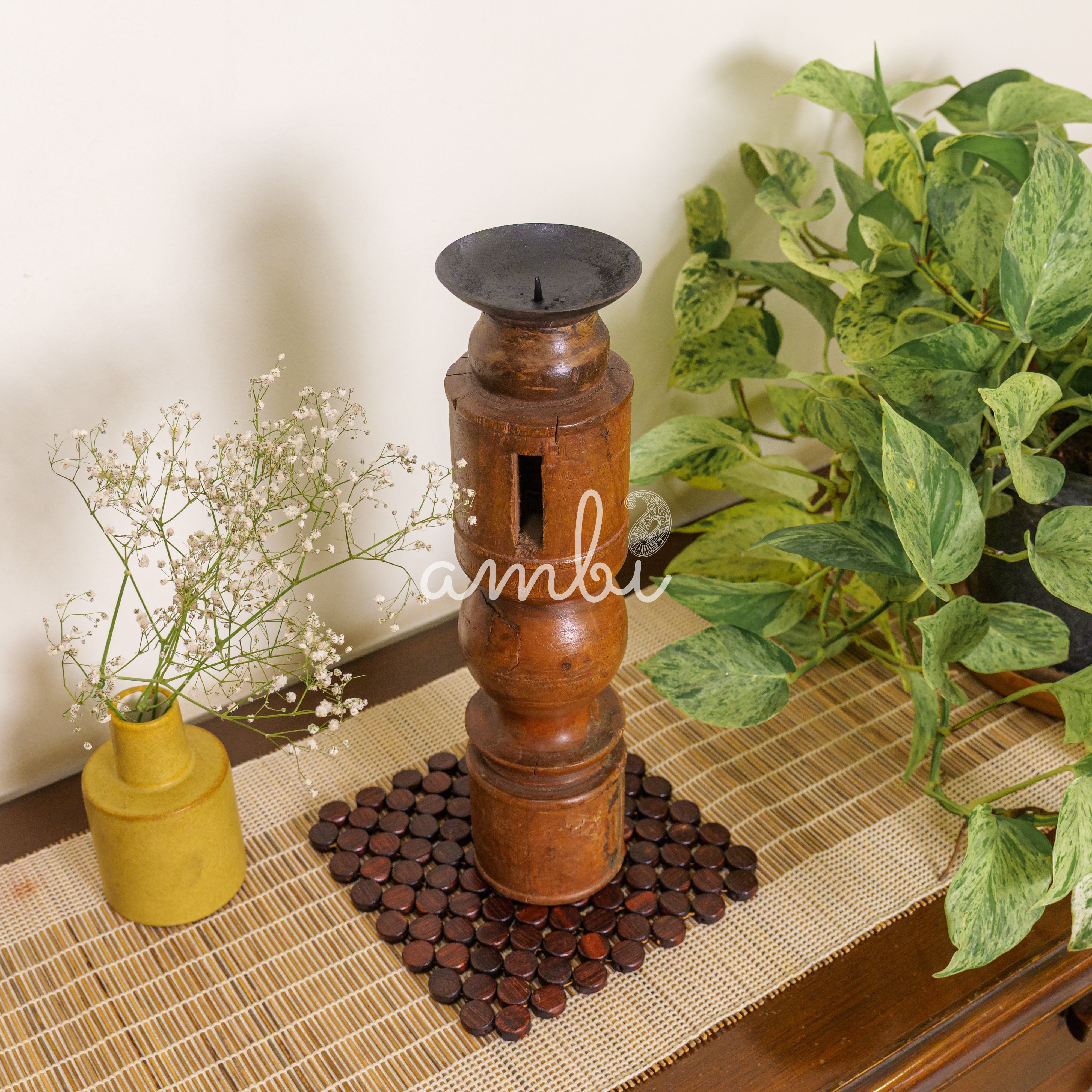 Vintage Candle Stand - 'Charpai' Leg