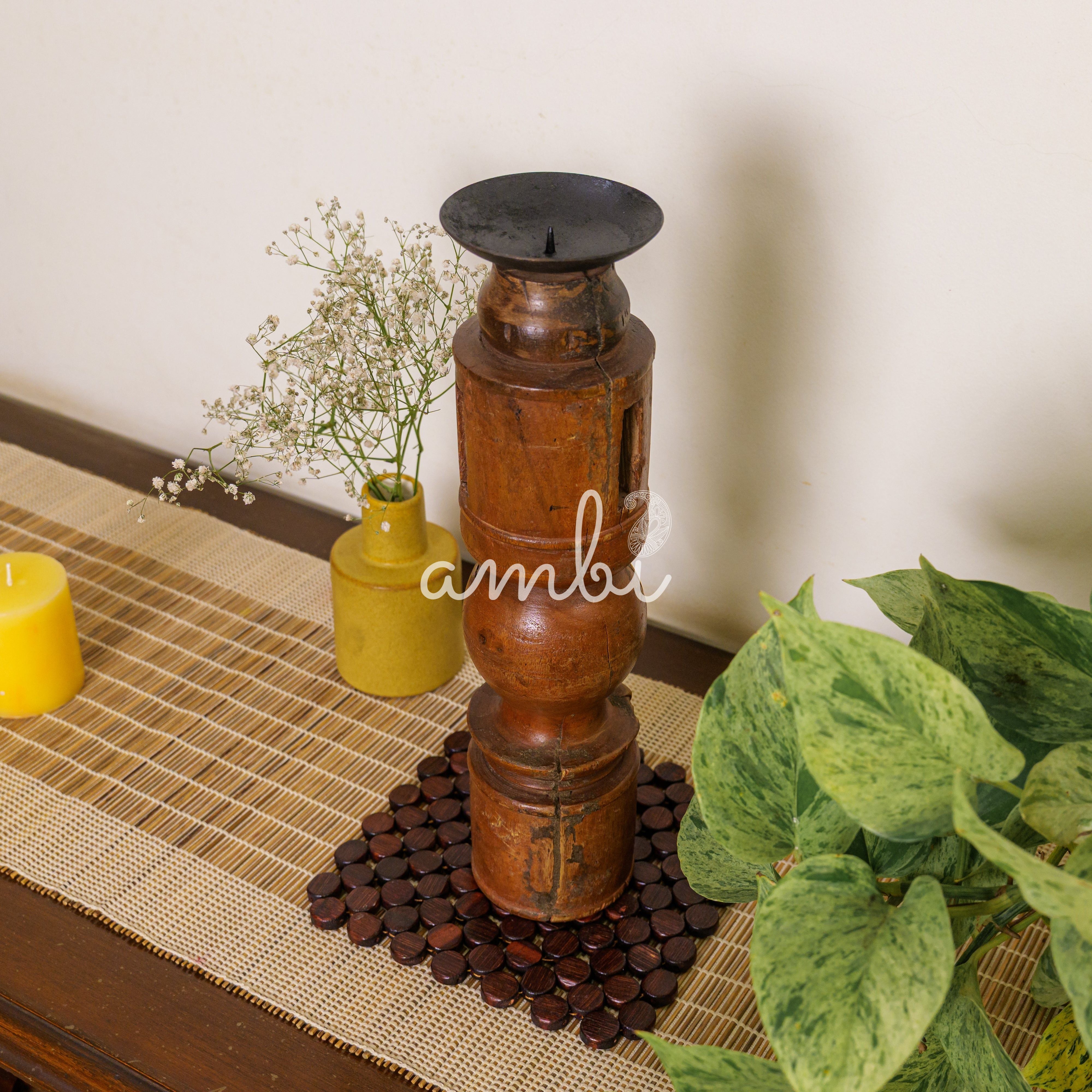 Vintage Candle Stand - 'Charpai' Leg