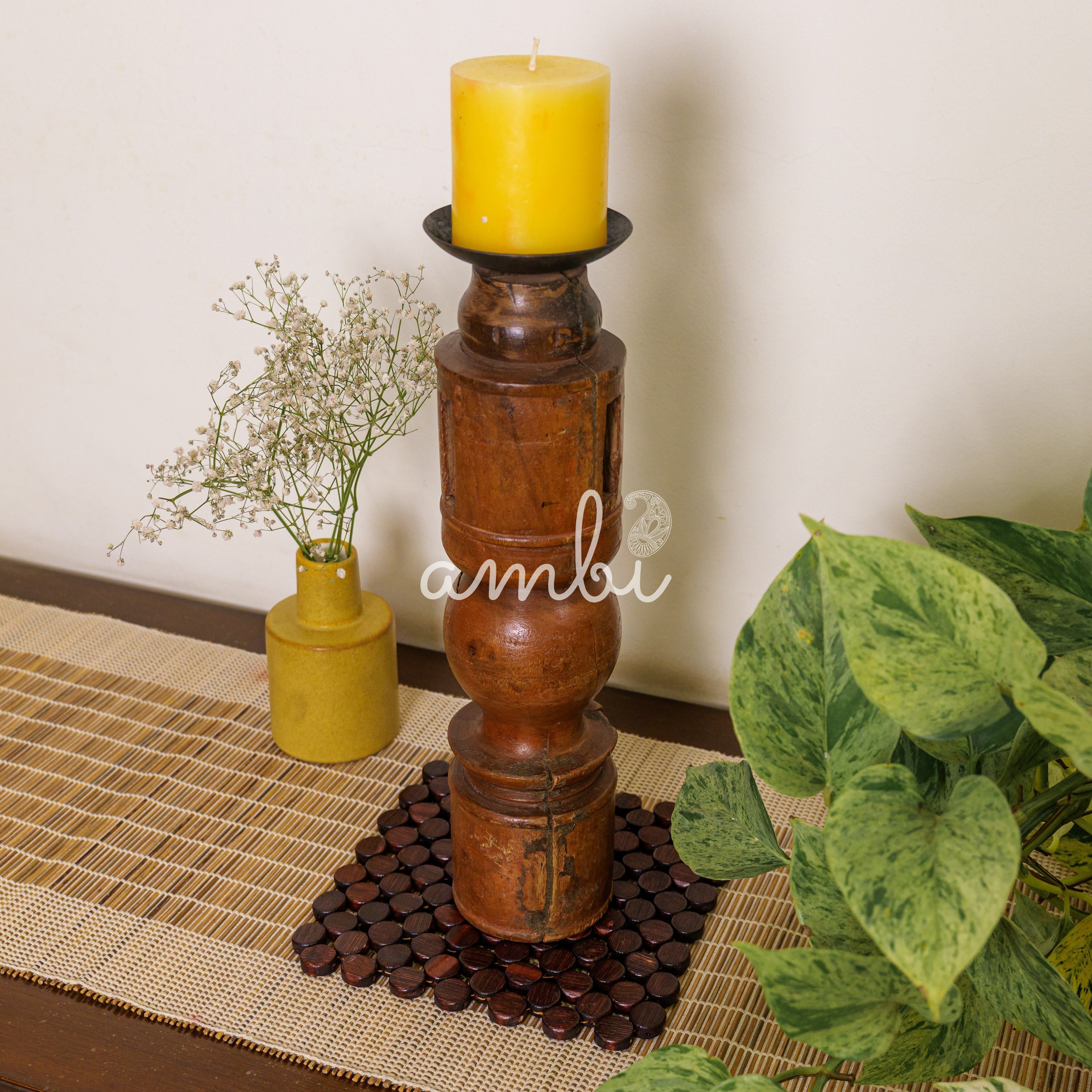 Vintage Candle Stand - 'Charpai' Leg