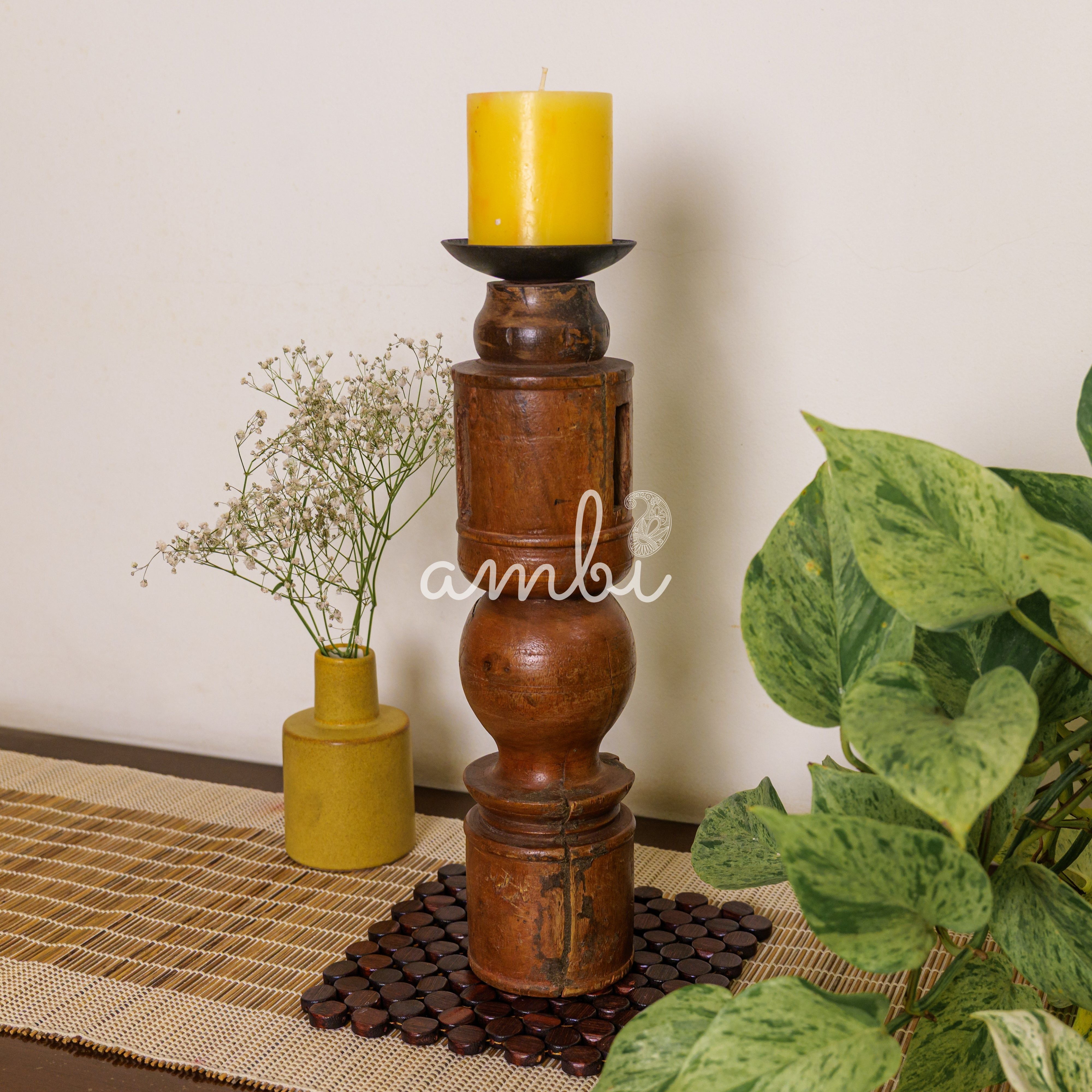 Vintage Candle Stand - 'Charpai' Leg