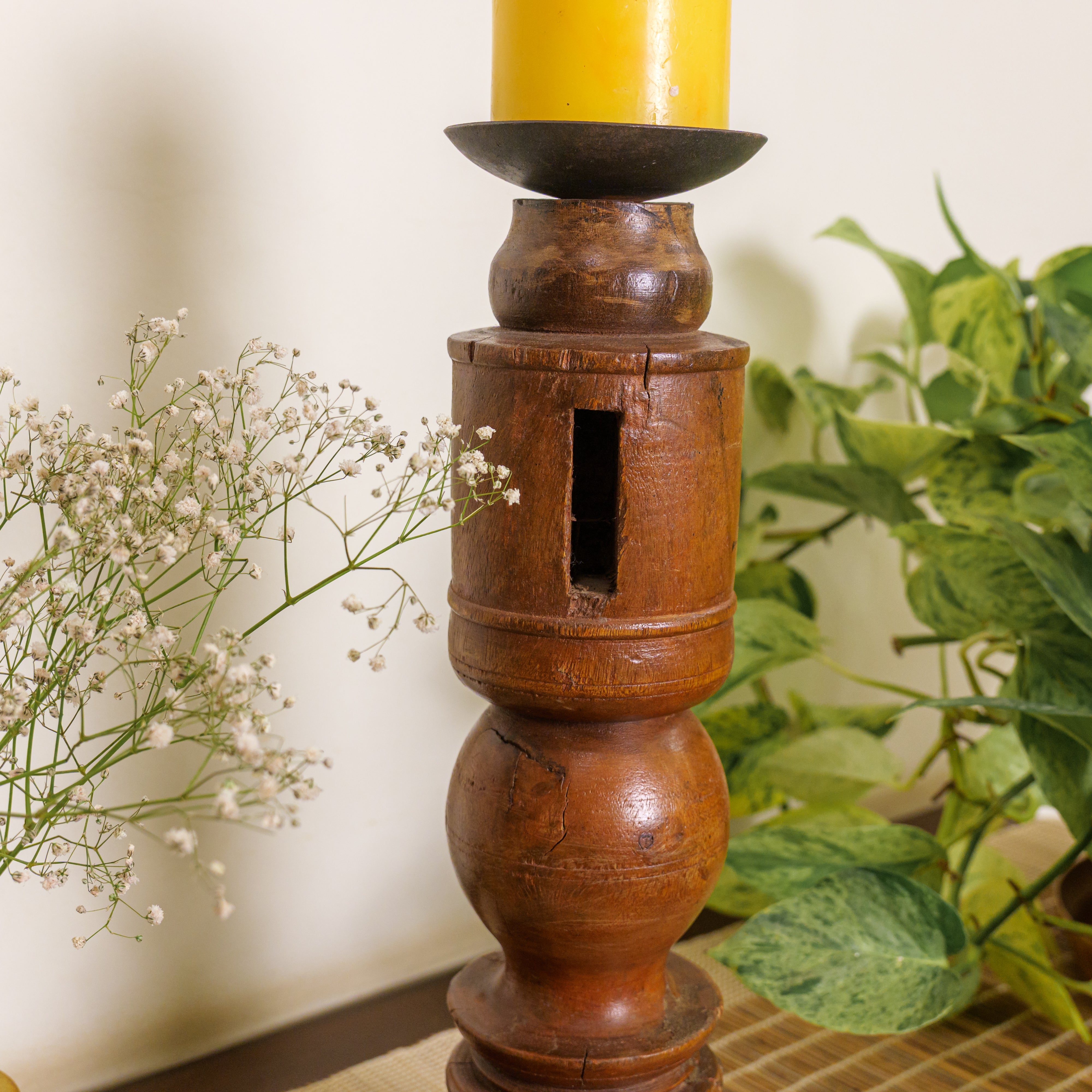 Vintage Candle Stand - 'Charpai' Leg