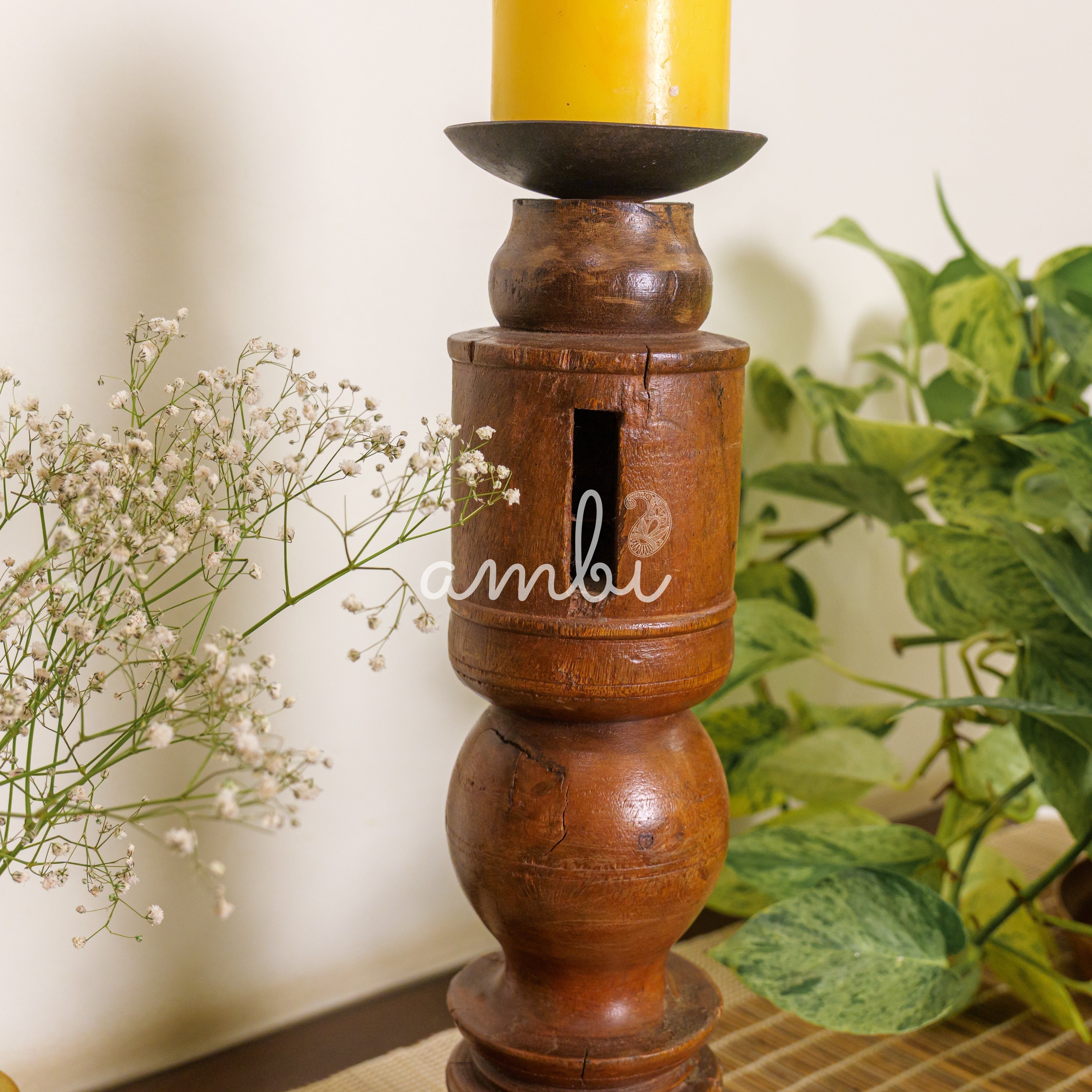 Vintage Candle Stand - 'Charpai' Leg