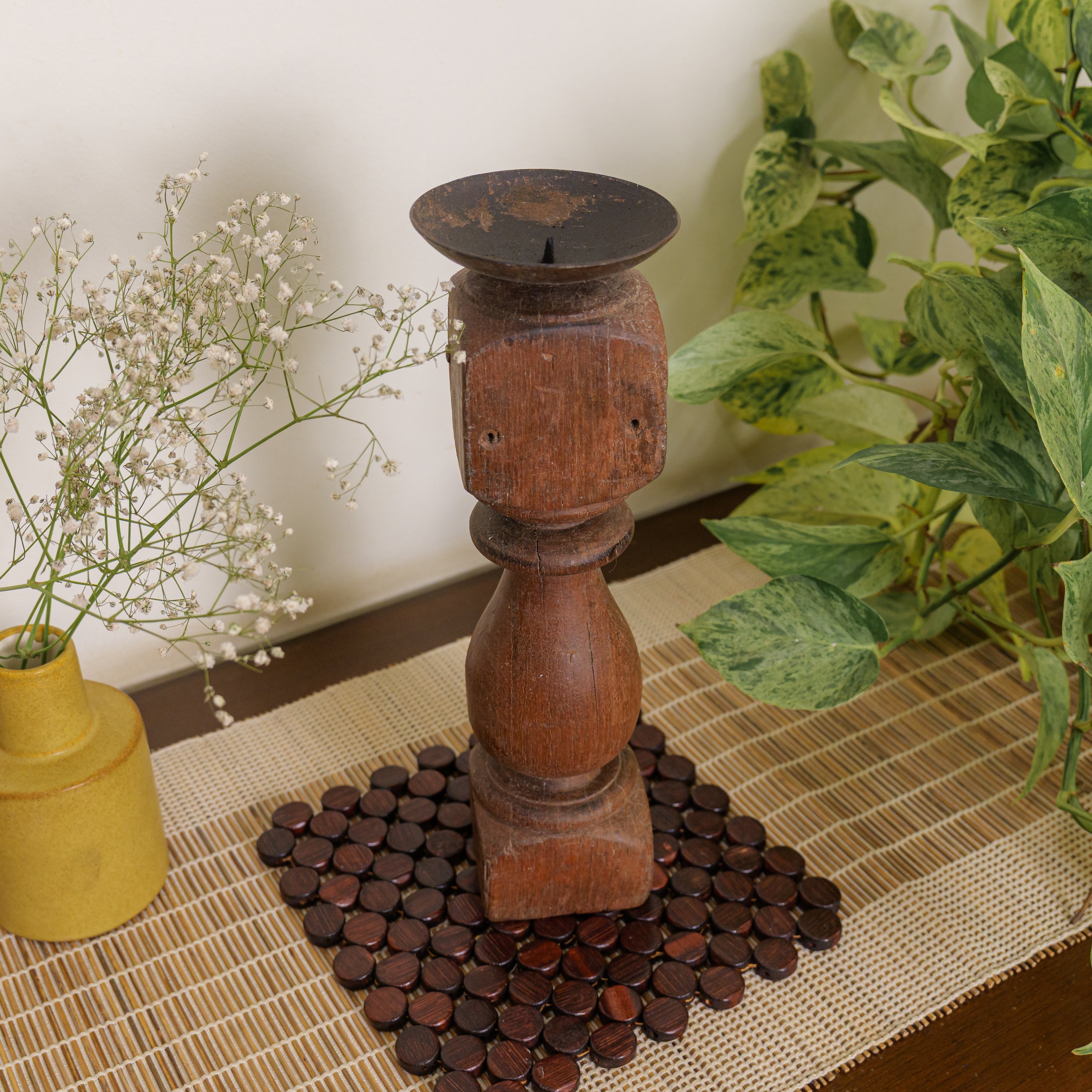 Vintage Candle Stand - 'Charpai' Leg Small