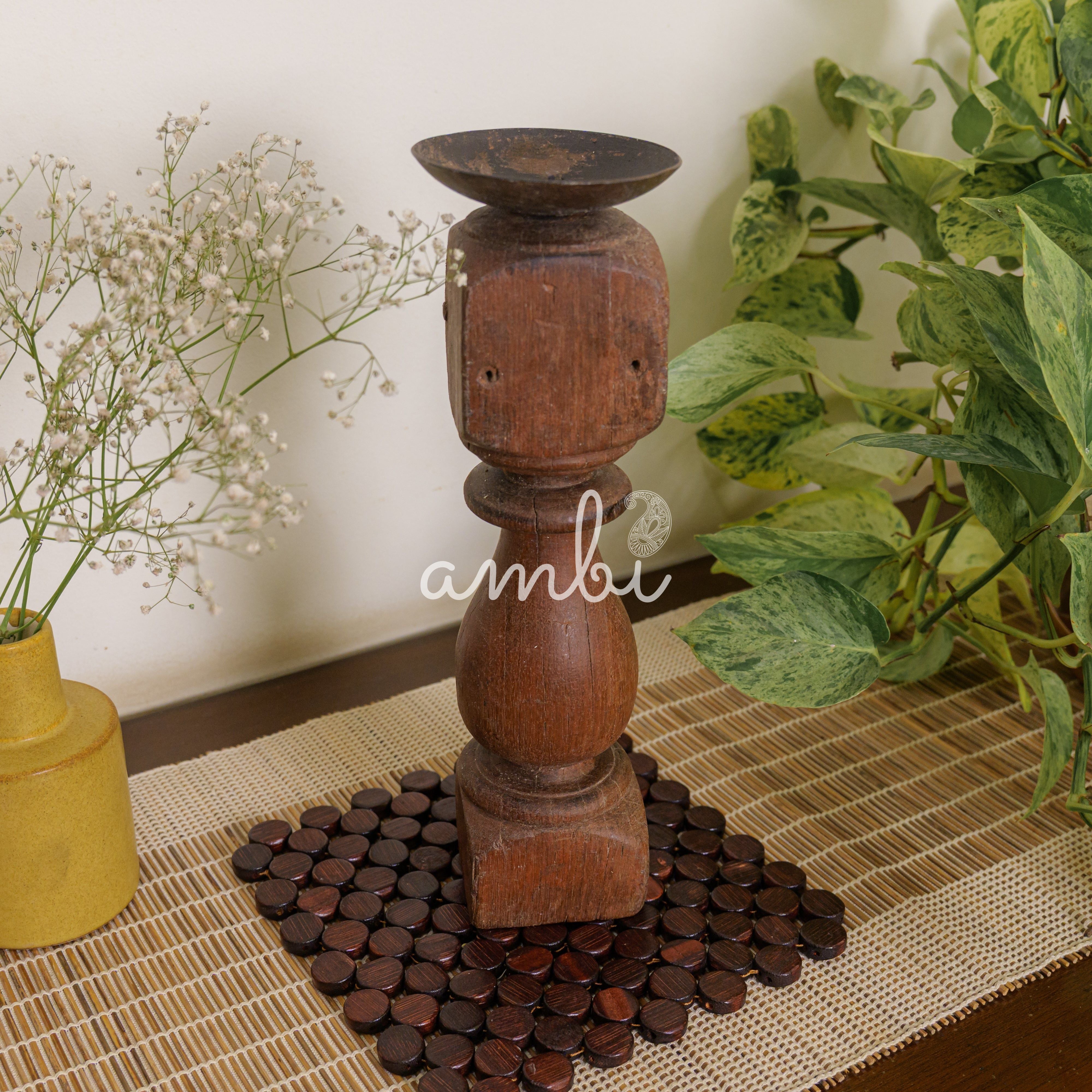 Vintage Candle Stand - 'Charpai' Leg Small