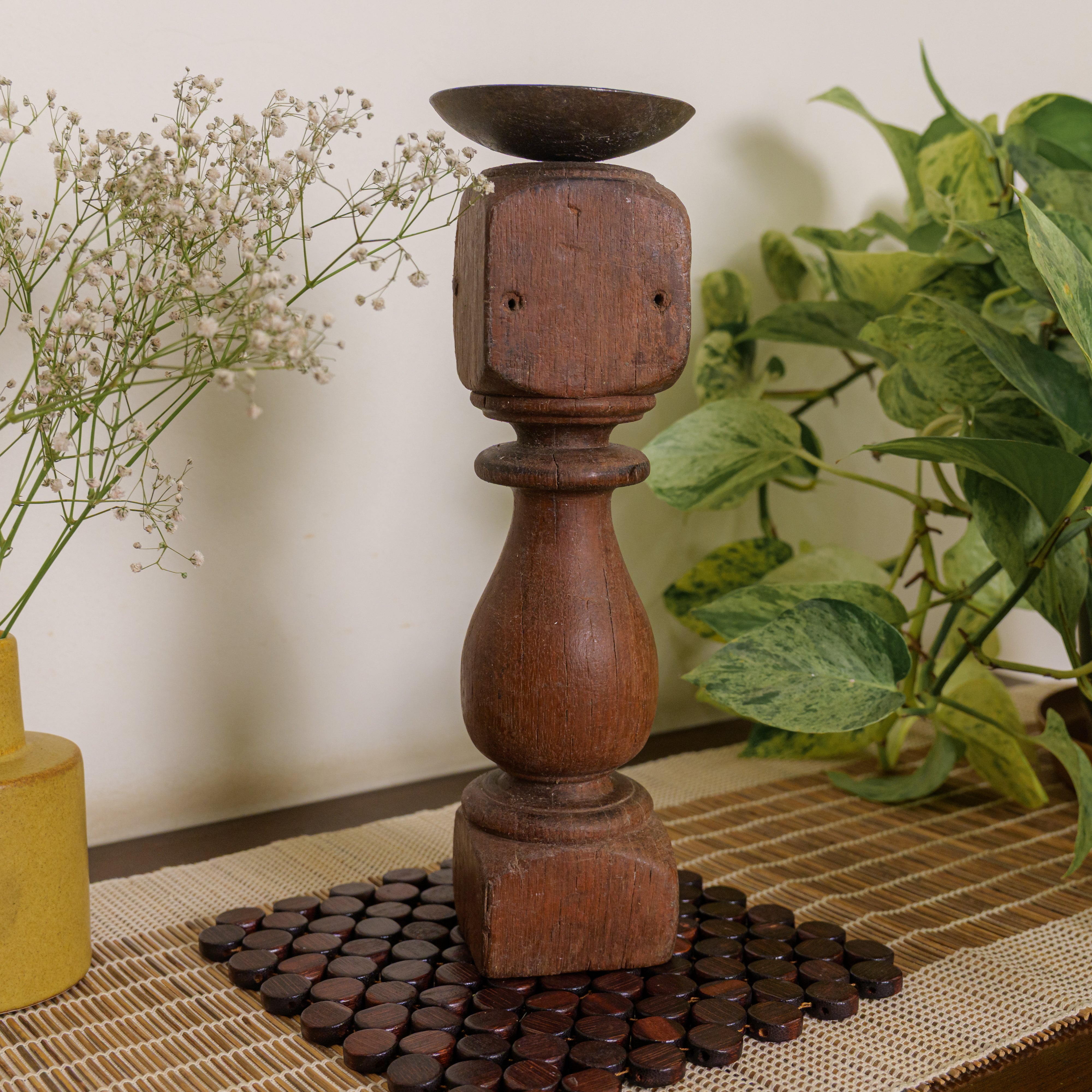 Vintage Candle Stand - 'Charpai' Leg Small