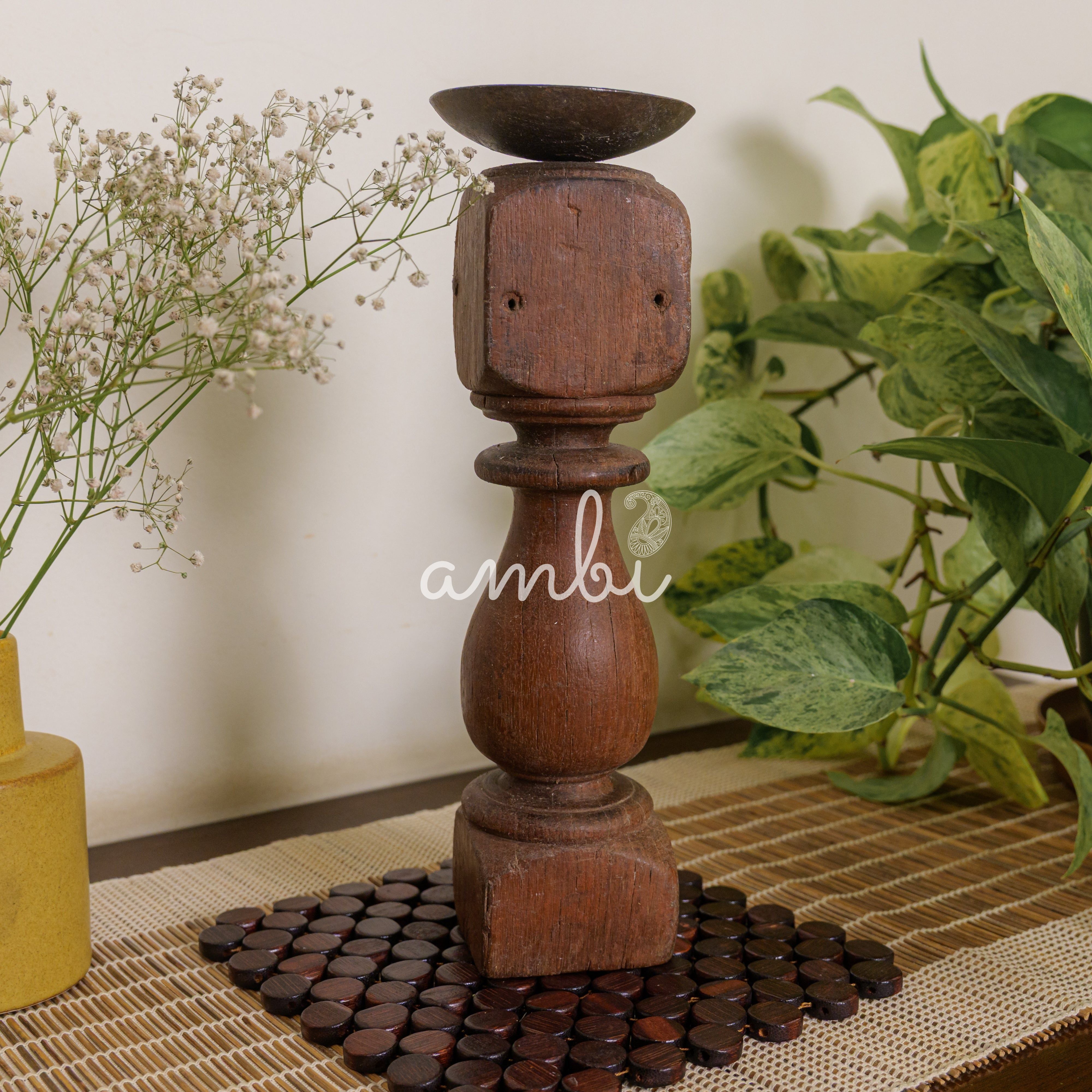 Vintage Candle Stand - 'Charpai' Leg Small