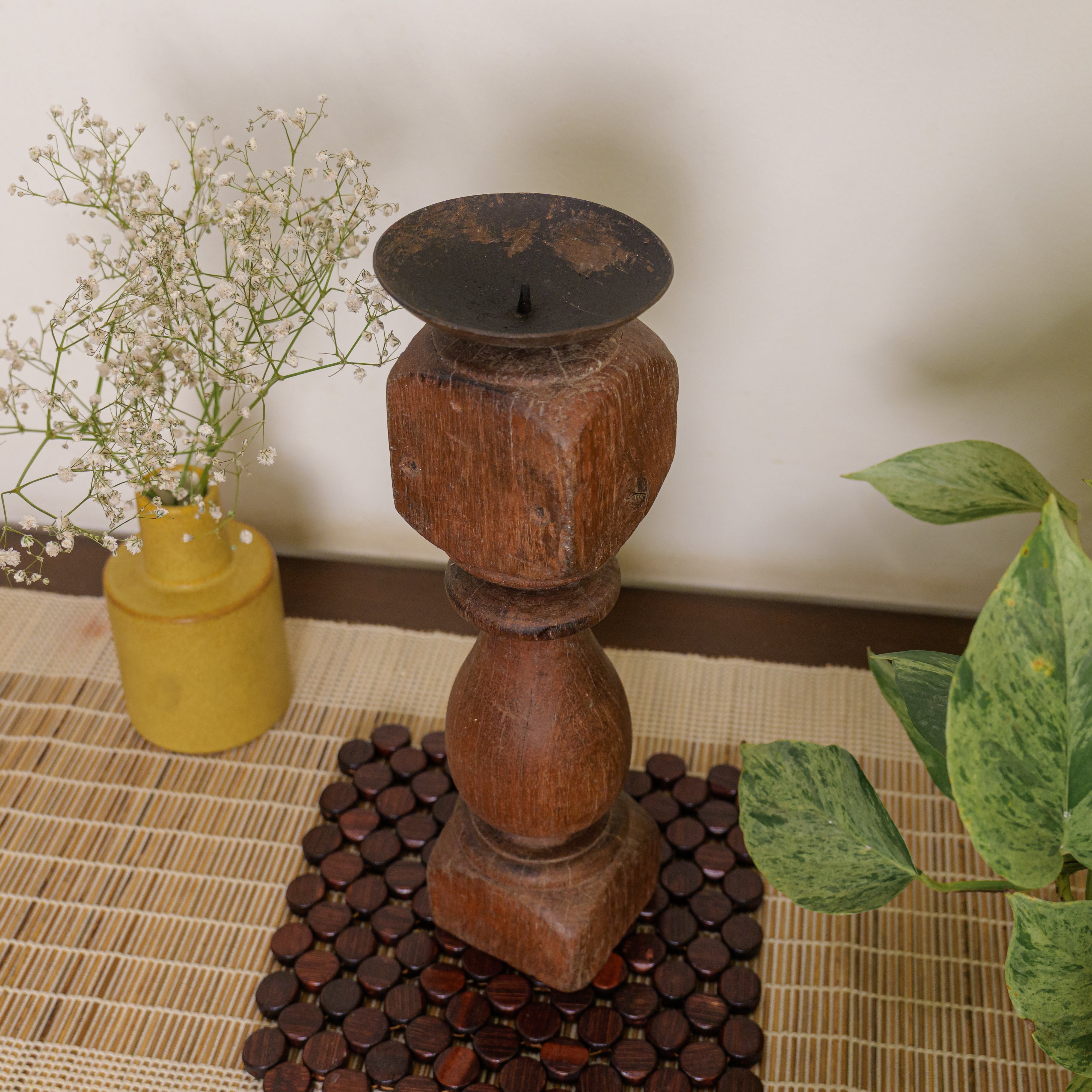 Vintage Candle Stand - 'Charpai' Leg Small