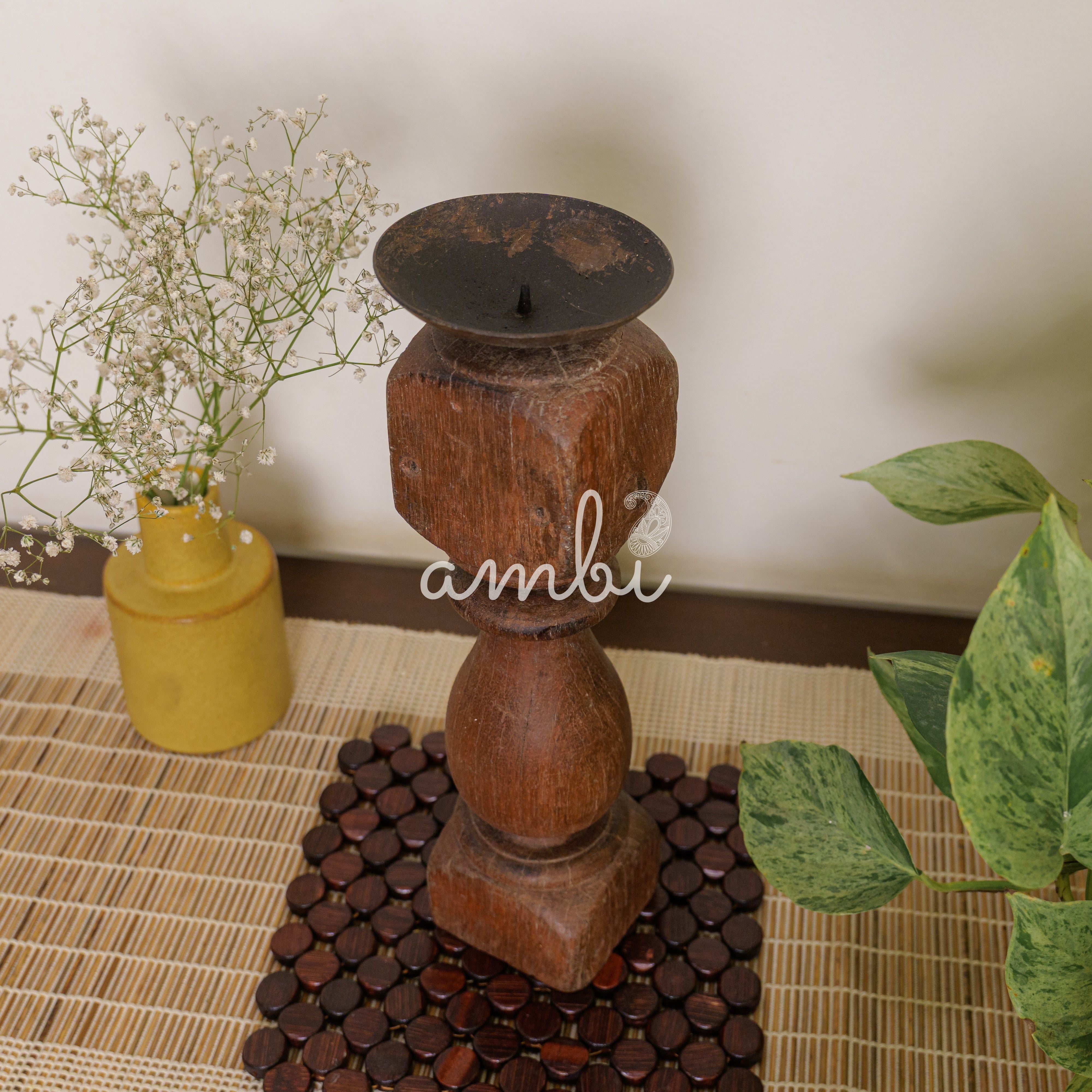 Vintage Candle Stand - 'Charpai' Leg Small