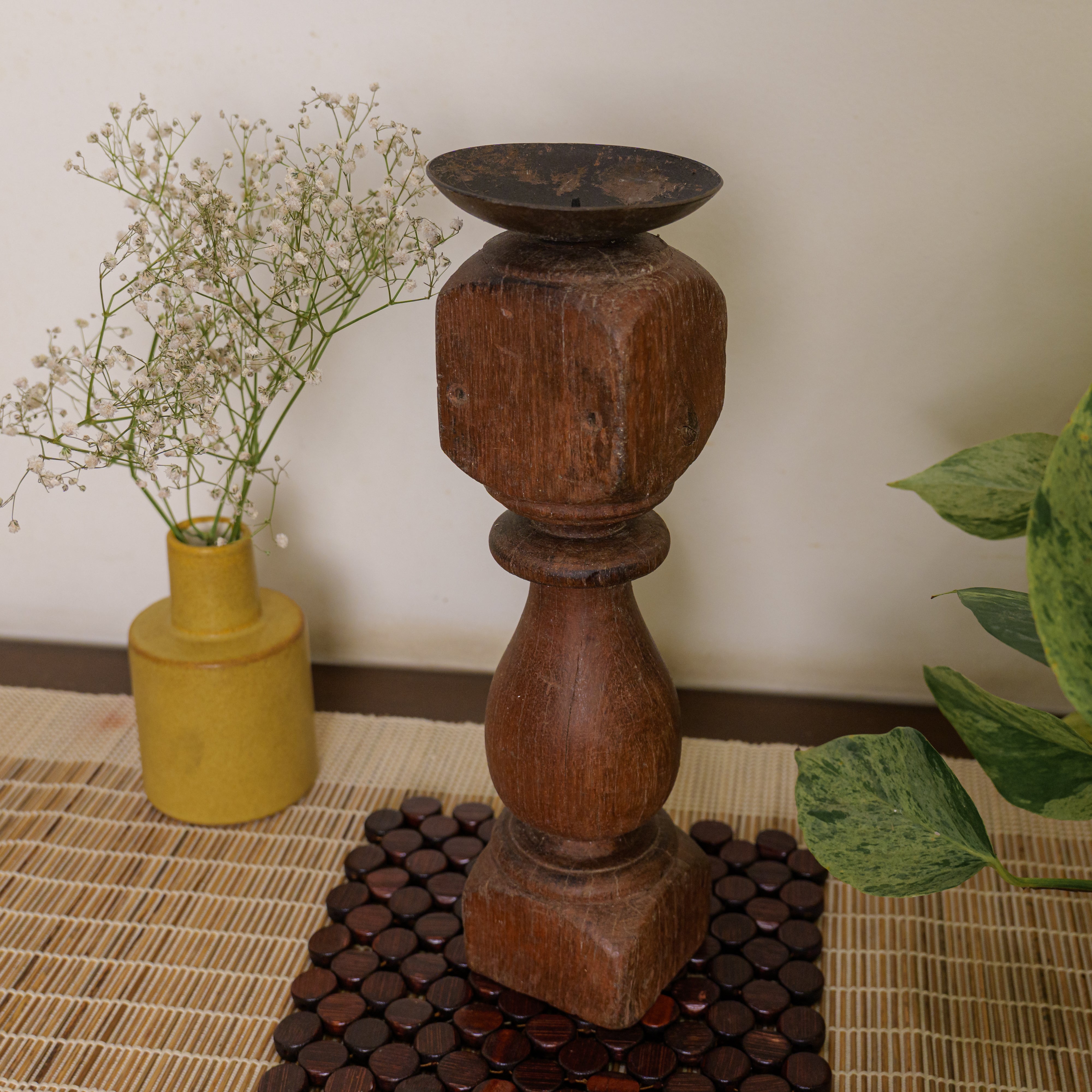 Vintage Candle Stand - 'Charpai' Leg Small