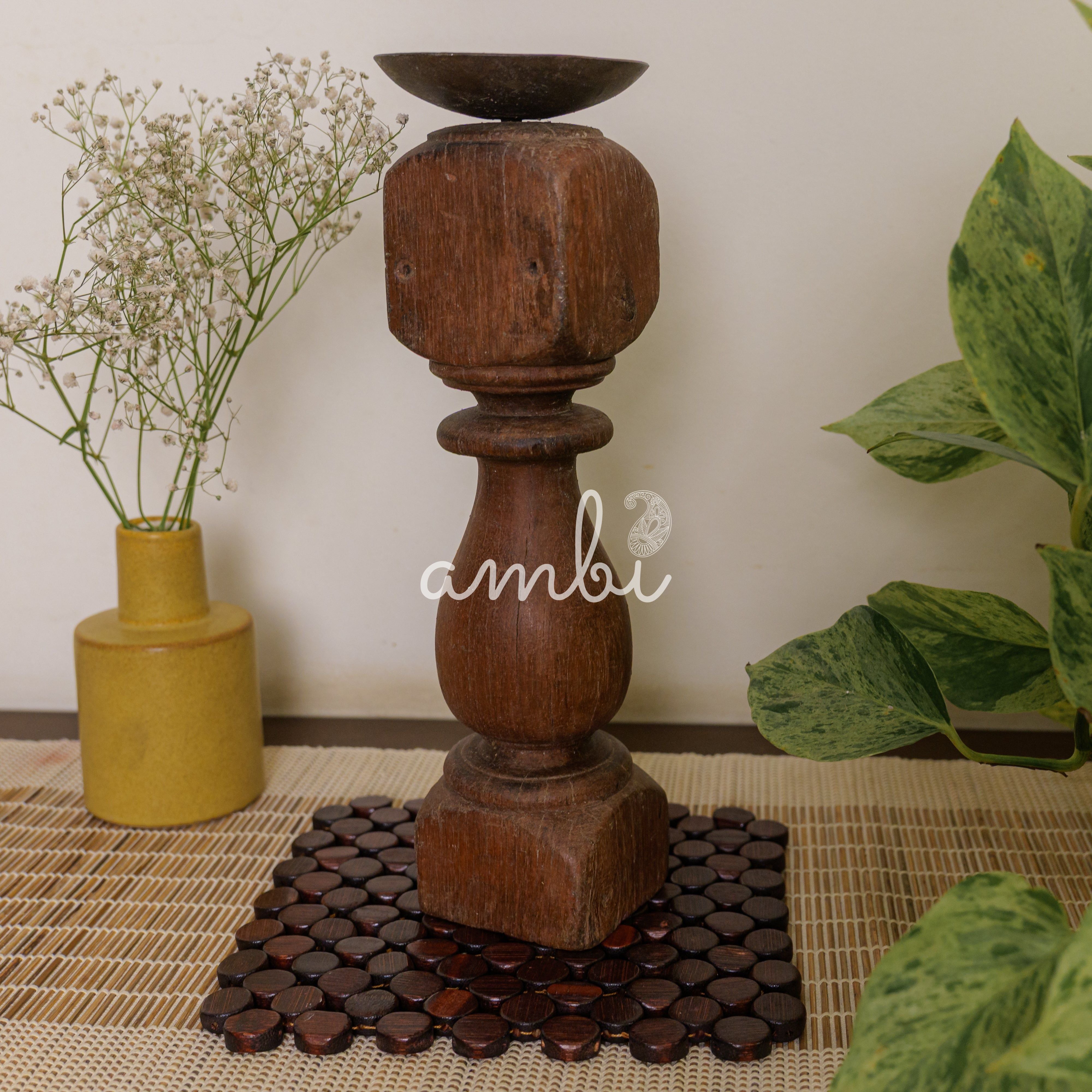 Vintage Candle Stand - 'Charpai' Leg Small