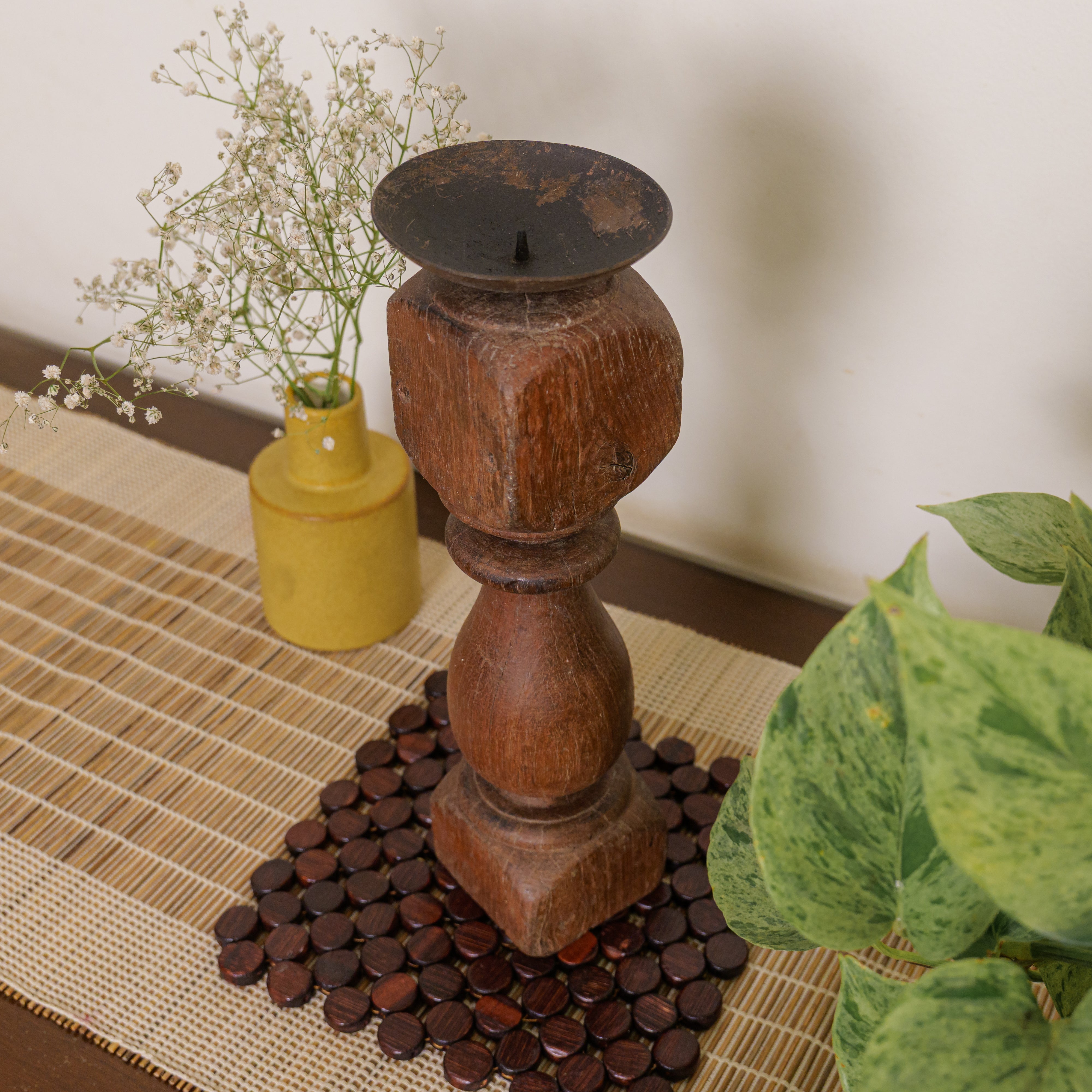 Vintage Candle Stand - 'Charpai' Leg Small