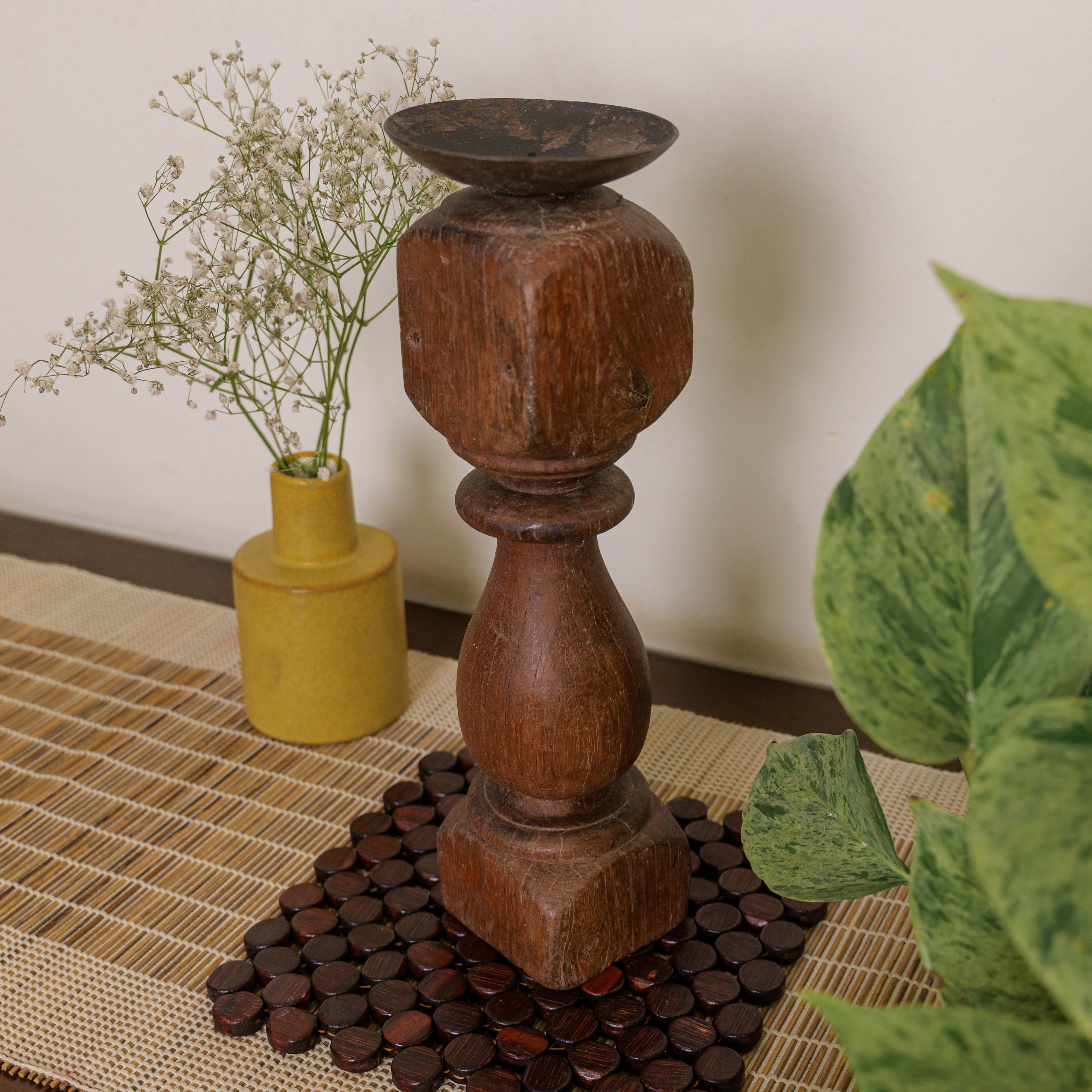 Vintage Candle Stand - 'Charpai' Leg Small