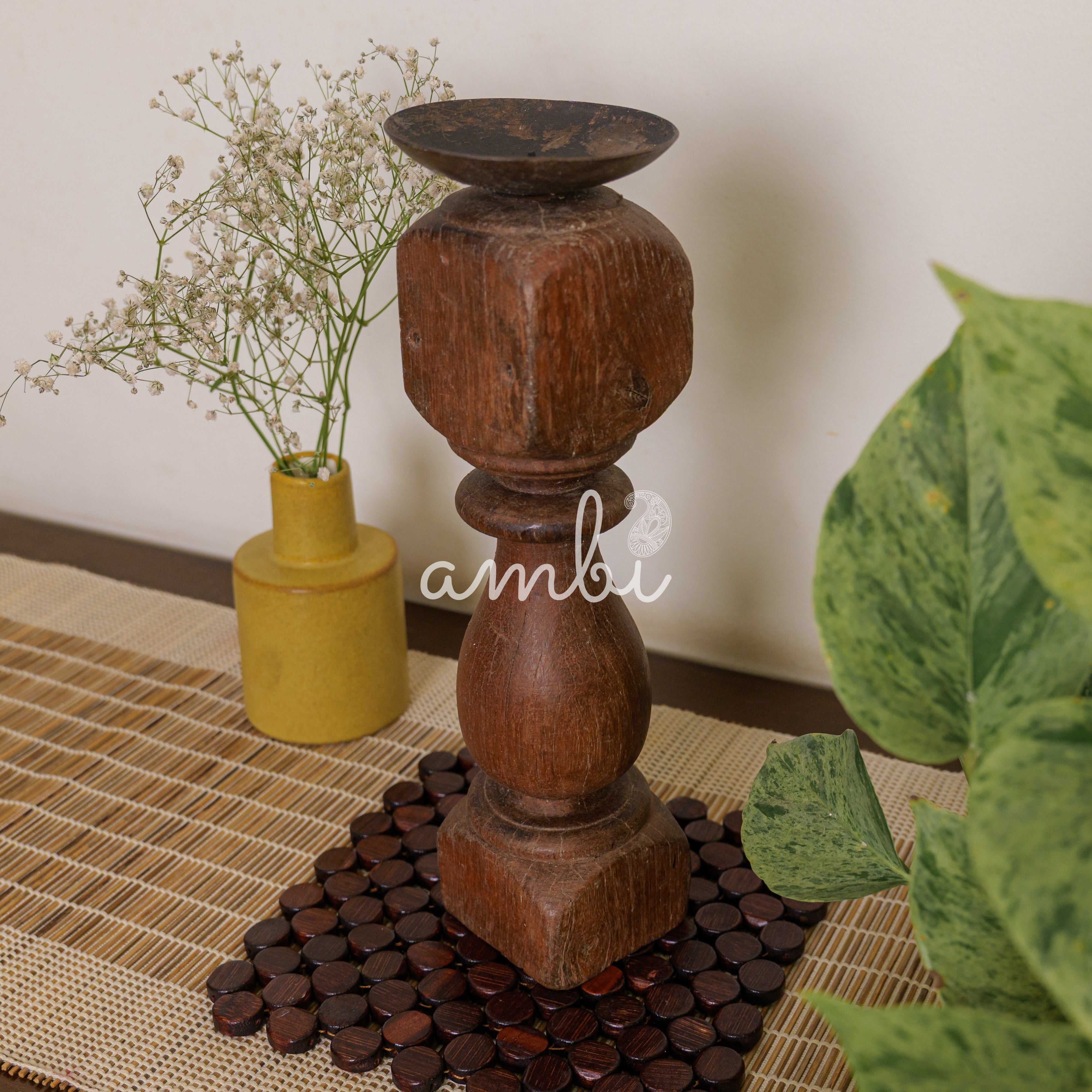 Vintage Candle Stand - 'Charpai' Leg Small