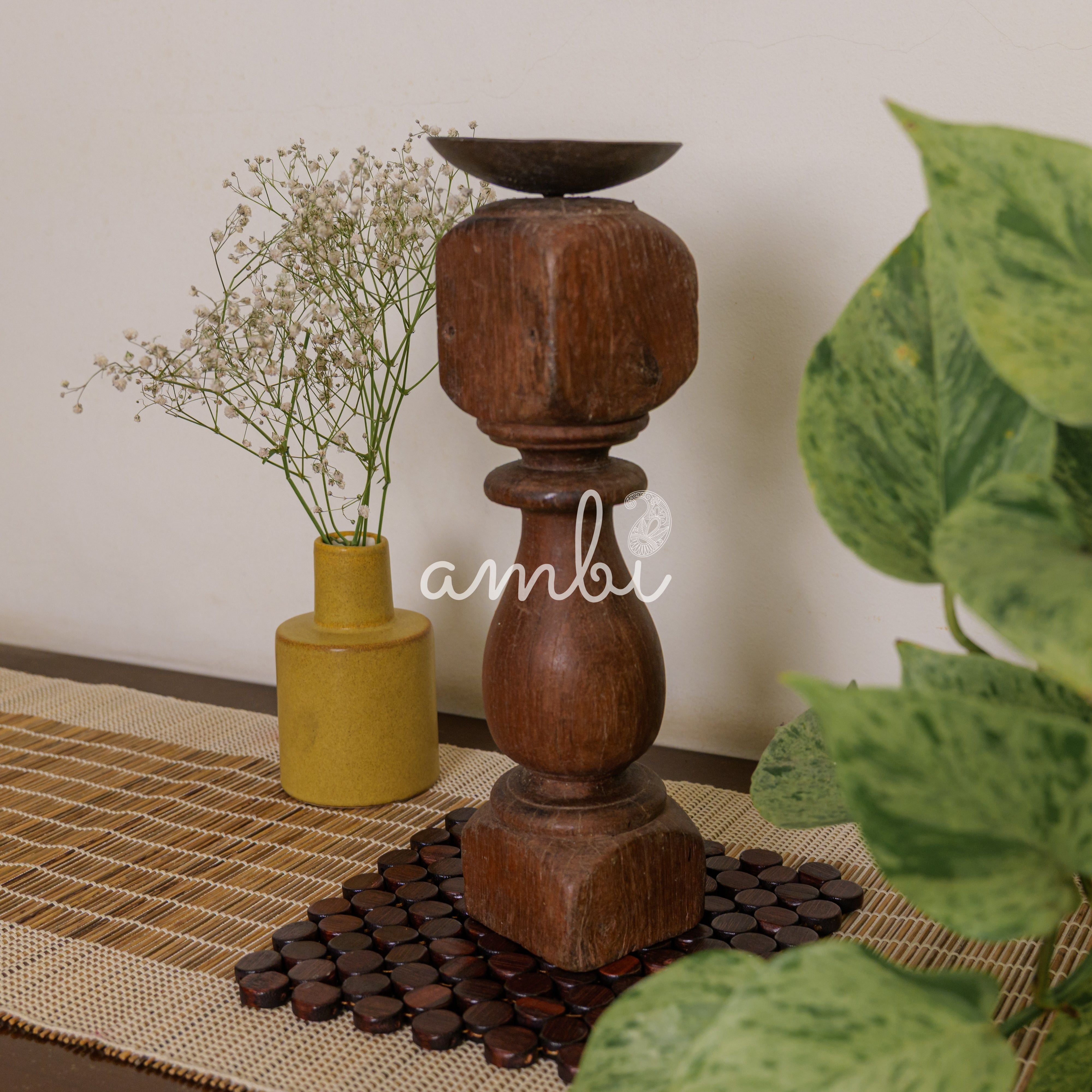 Vintage Candle Stand - 'Charpai' Leg Small