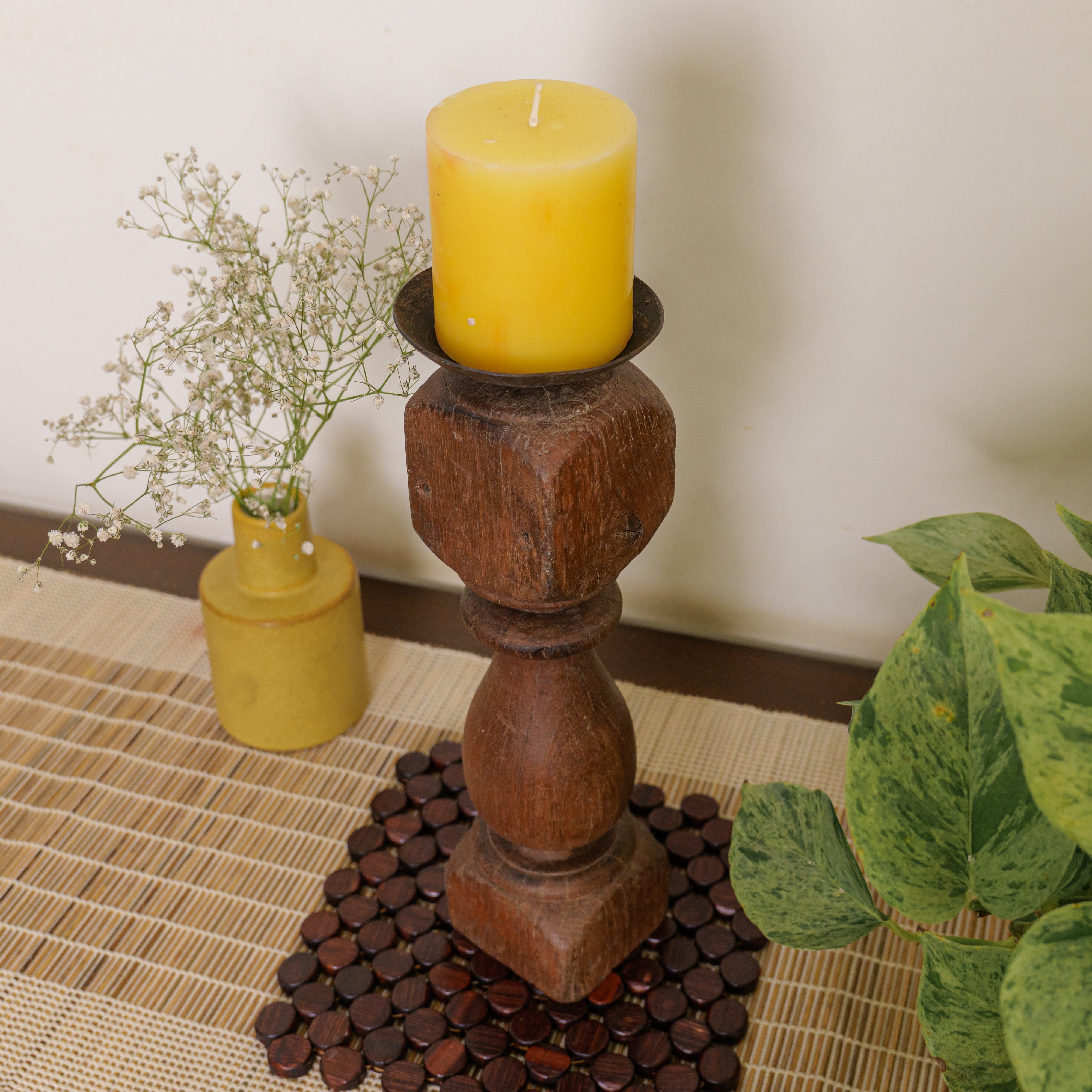 Vintage Candle Stand - 'Charpai' Leg Small