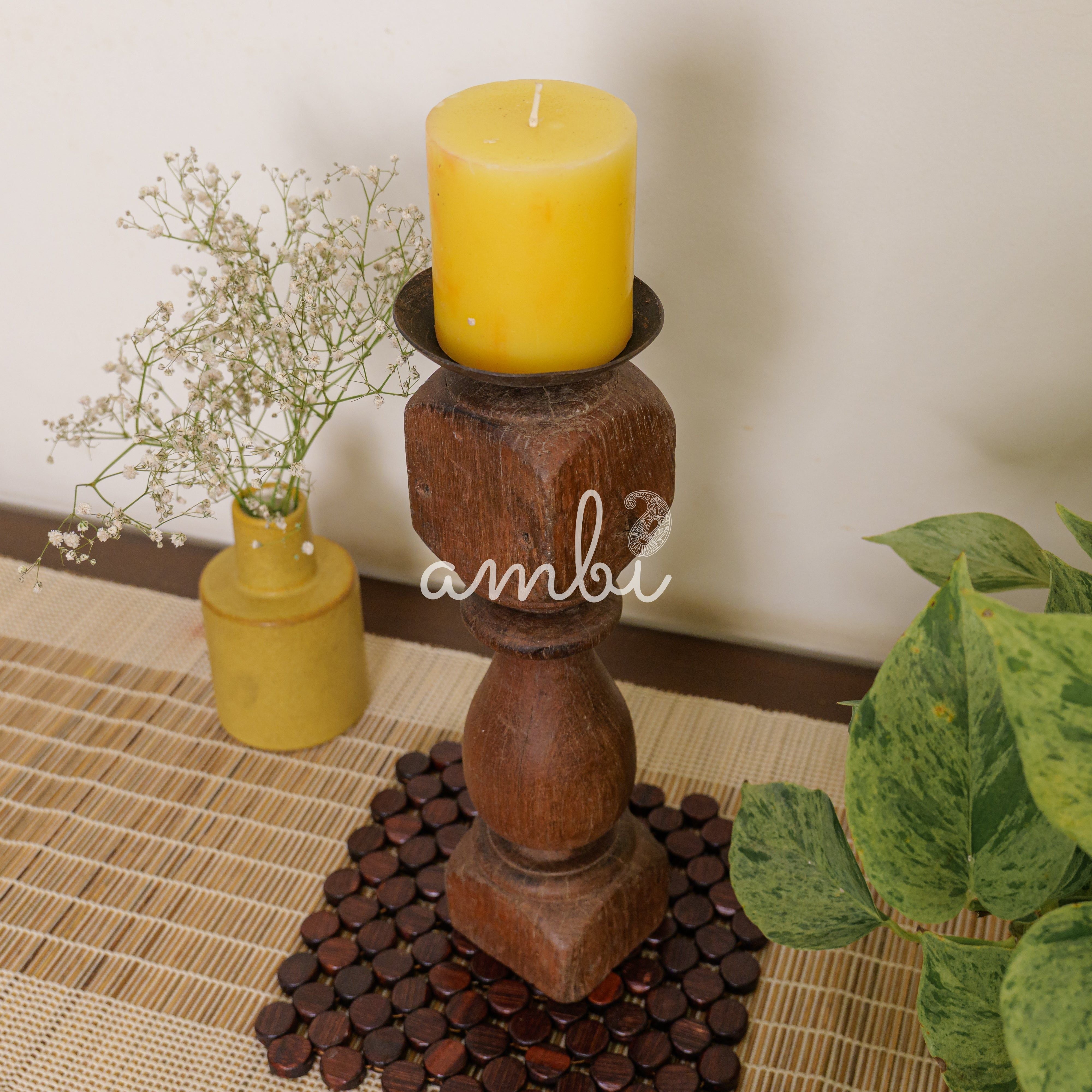 Vintage Candle Stand - 'Charpai' Leg Small