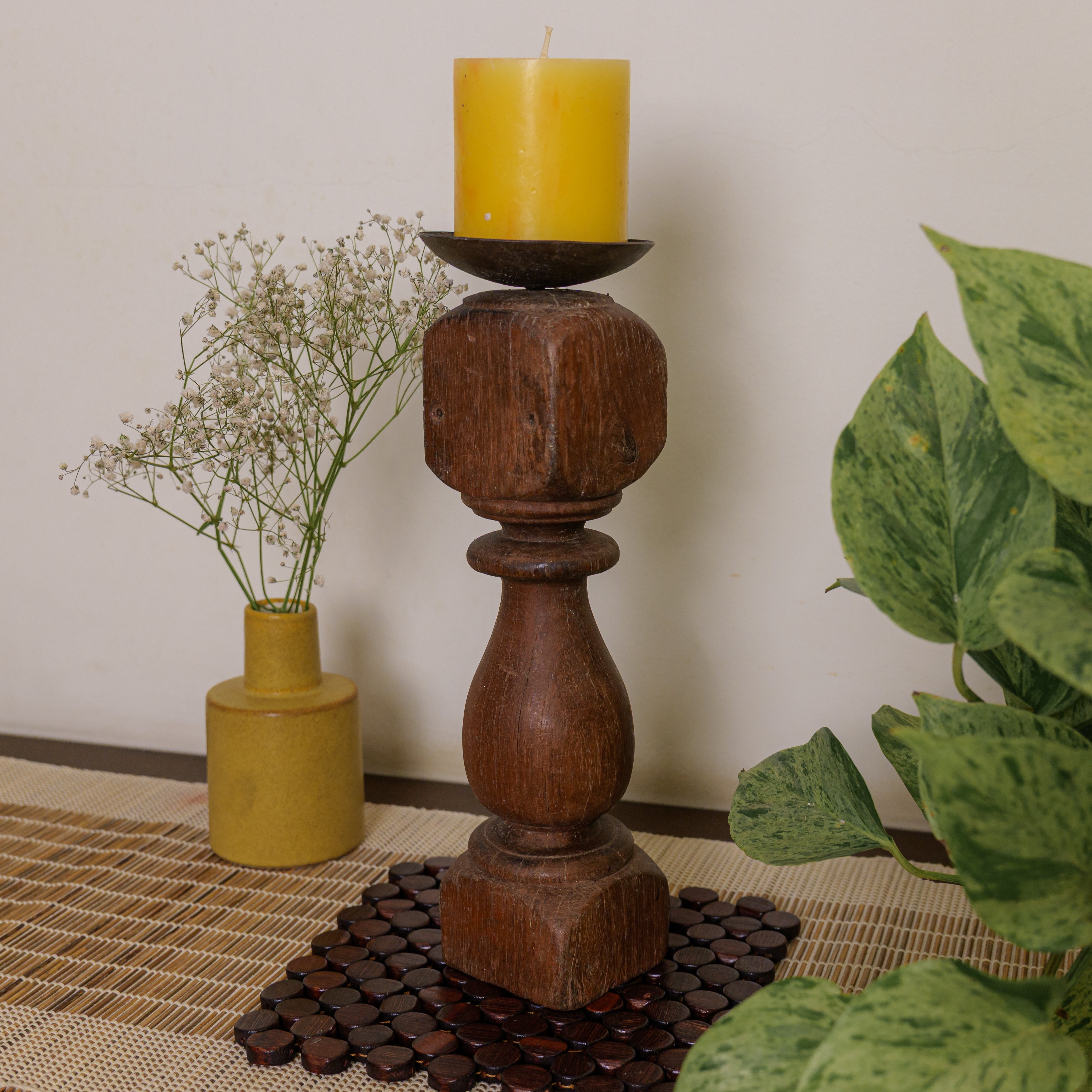 Vintage Candle Stand - 'Charpai' Leg Small