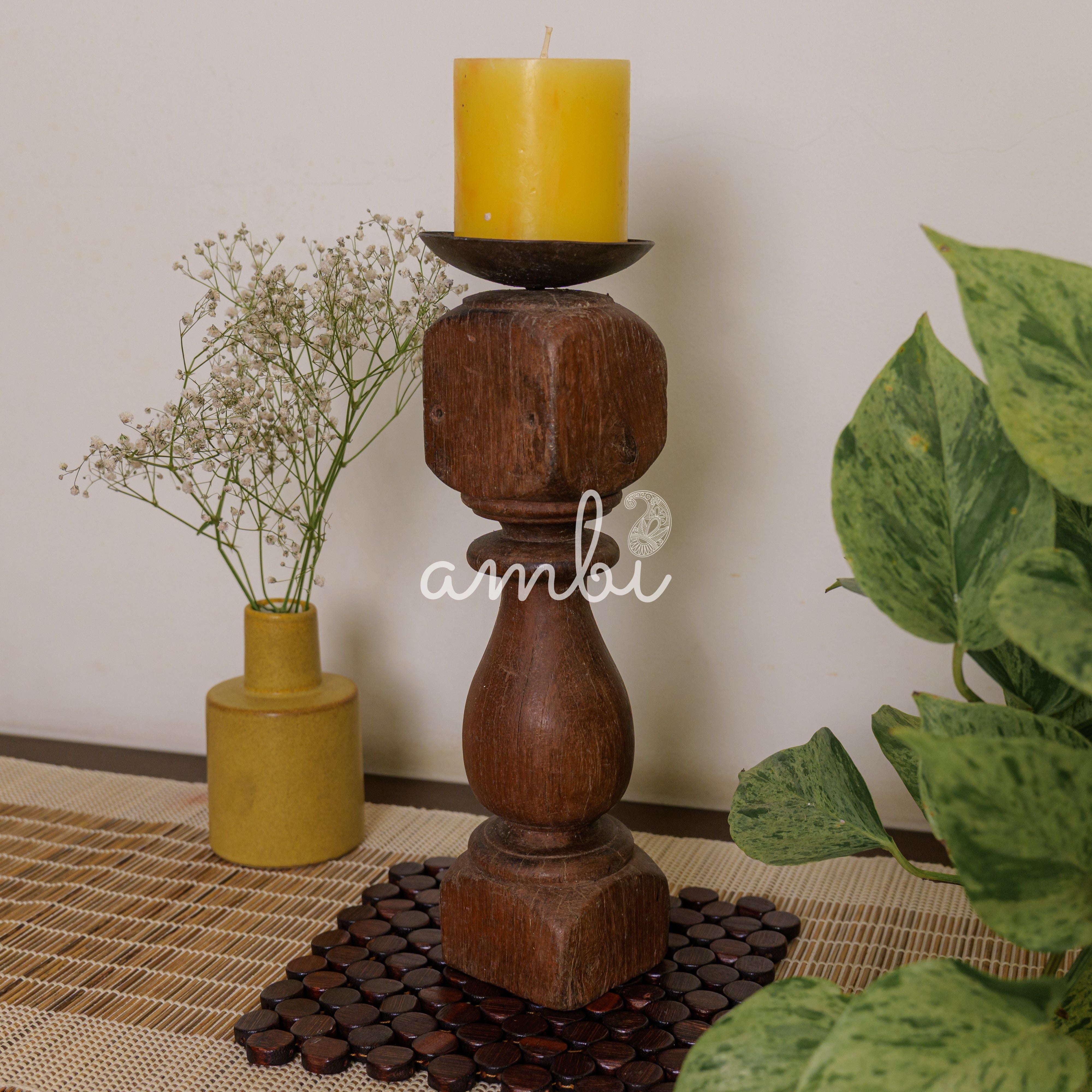 Vintage Candle Stand - 'Charpai' Leg Small