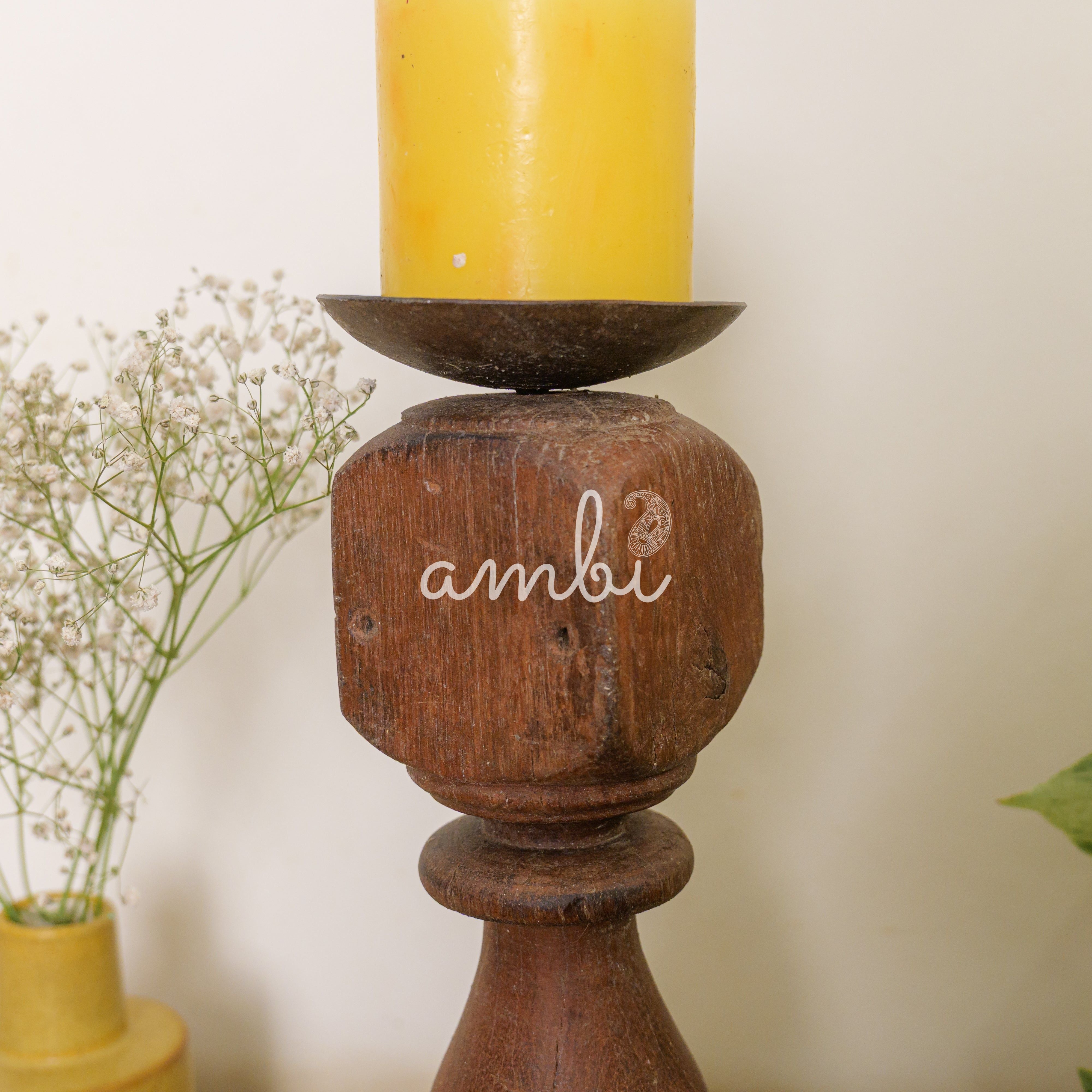 Vintage Candle Stand - 'Charpai' Leg Small