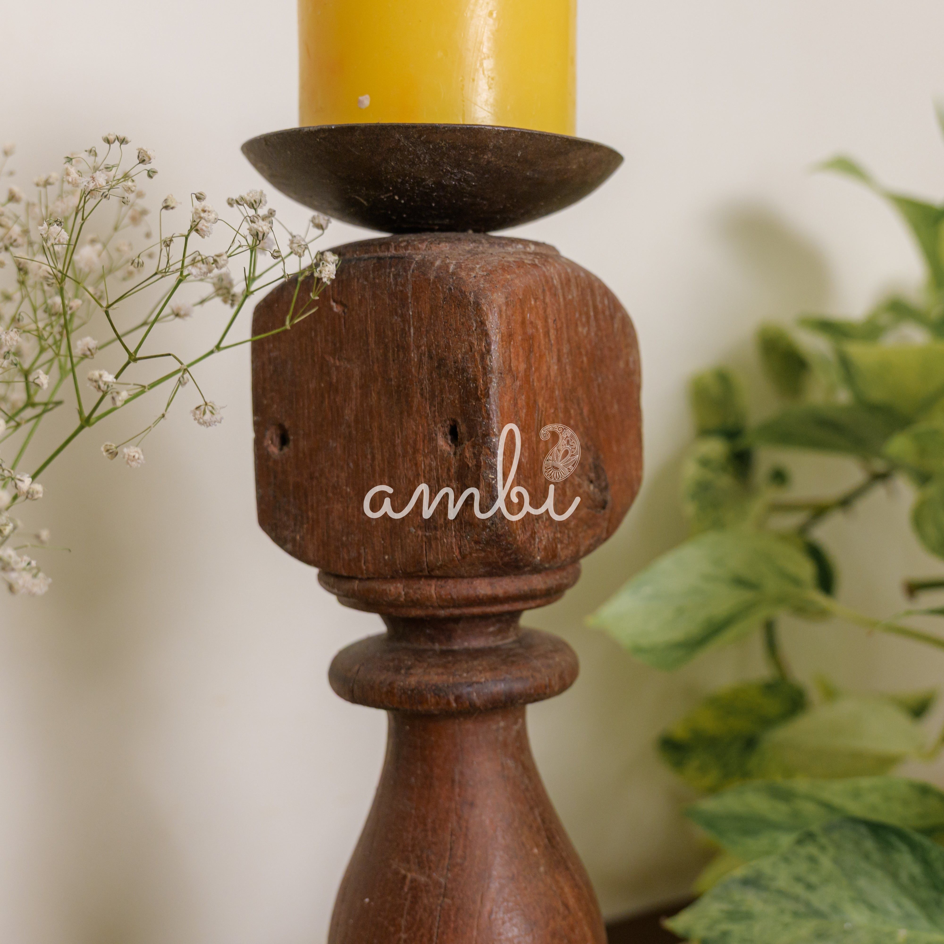 Vintage Candle Stand - 'Charpai' Leg Small