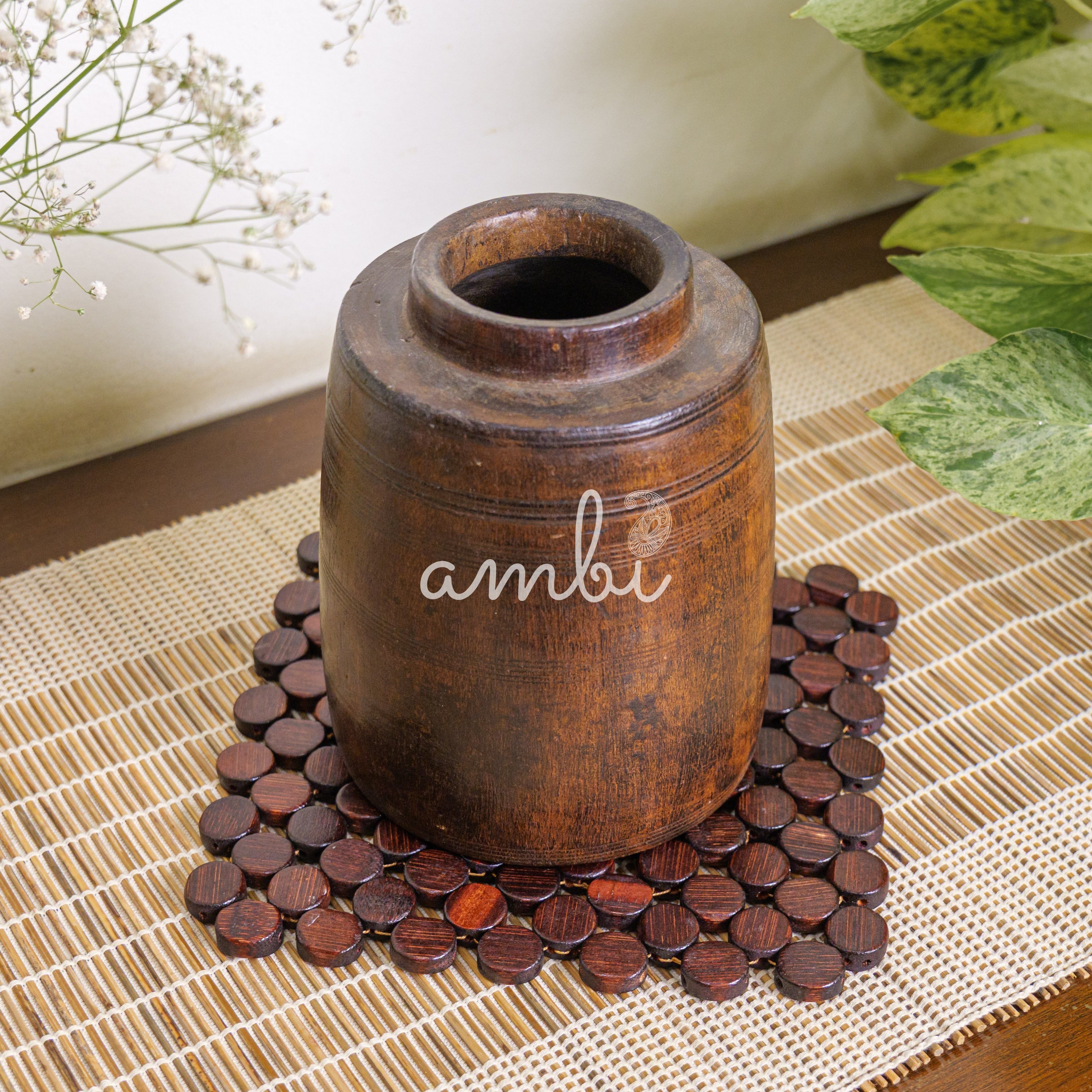 Wooded Vintage Vase / Pot / Planter