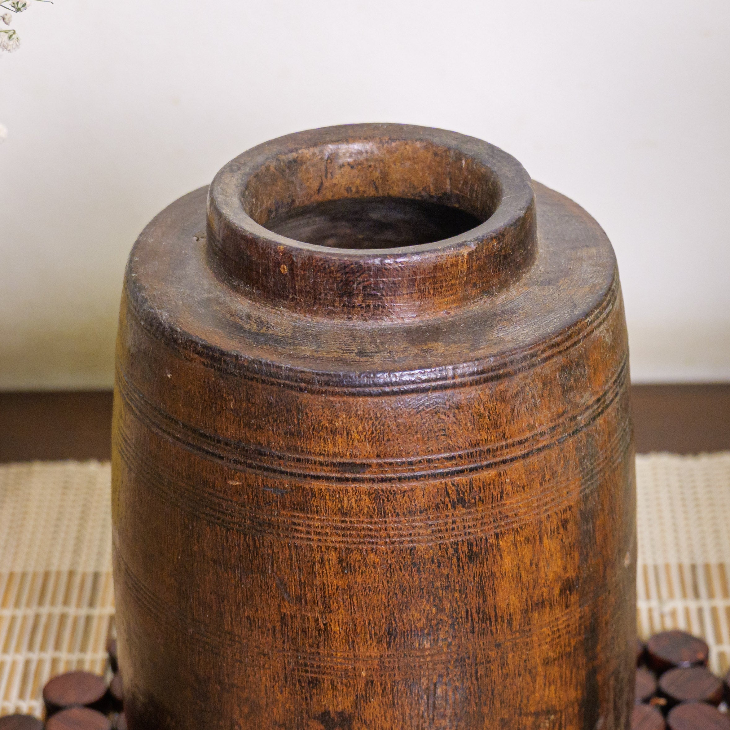 Wooded Vintage Vase / Pot / Planter