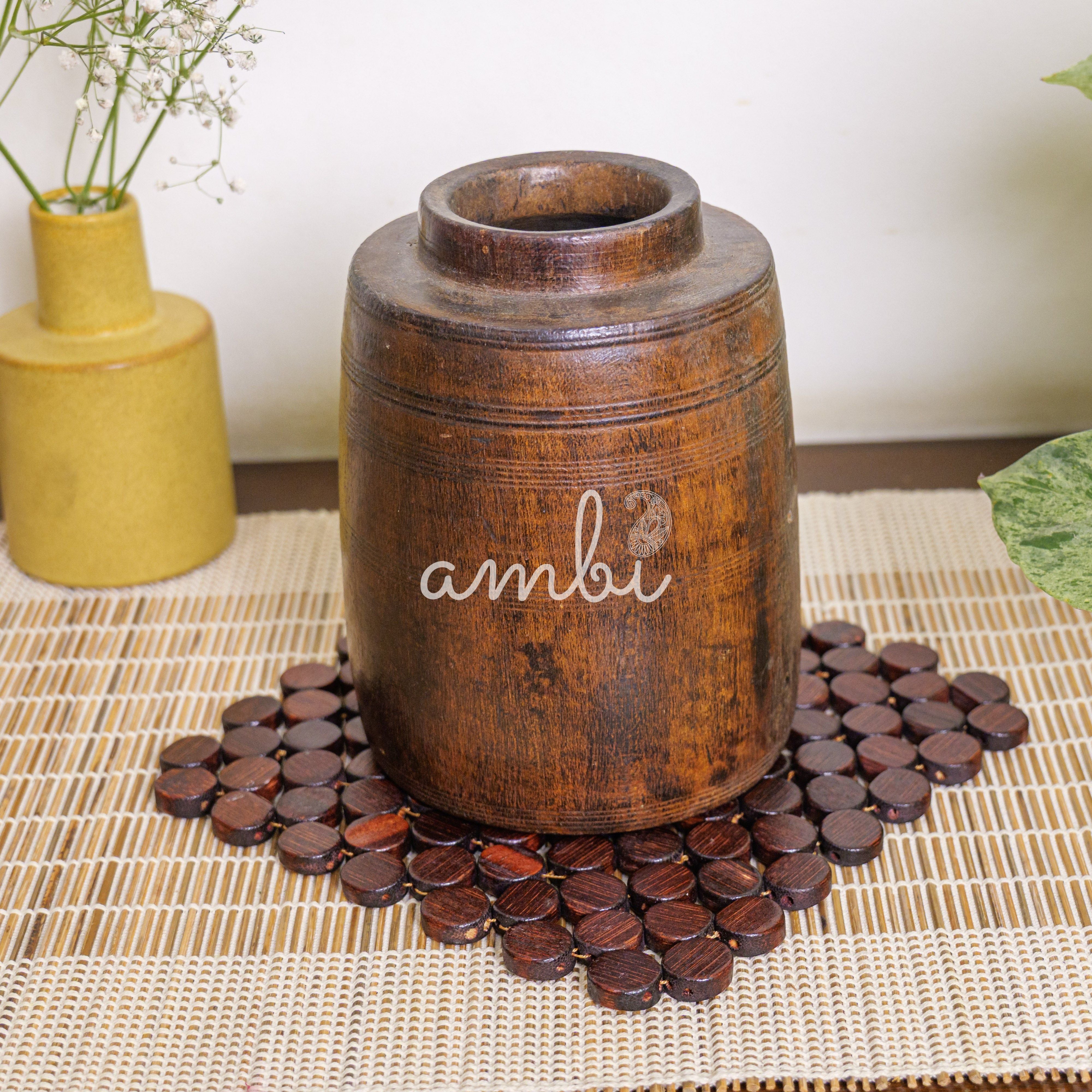 Wooded Vintage Vase / Pot / Planter