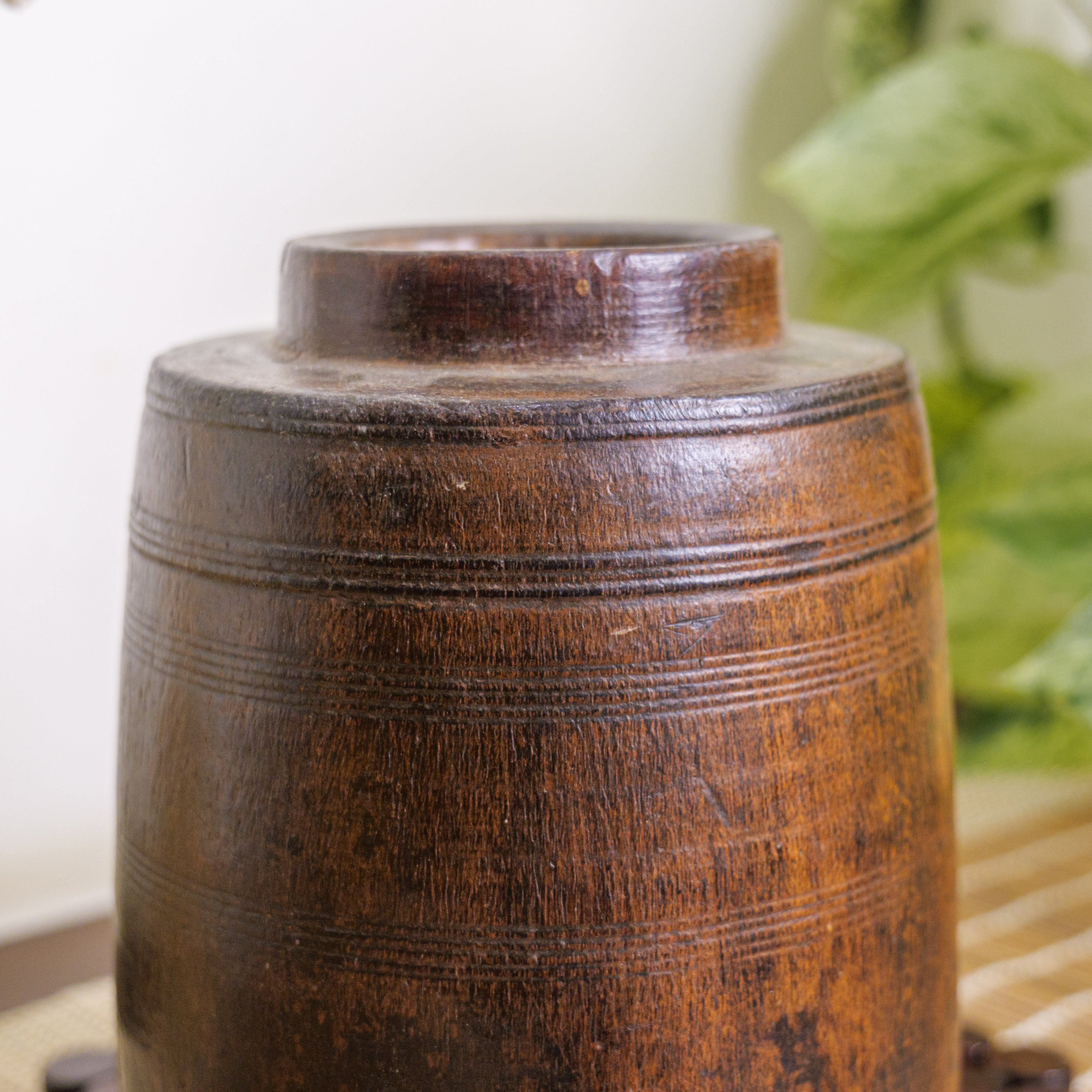 Wooded Vintage Vase / Pot / Planter