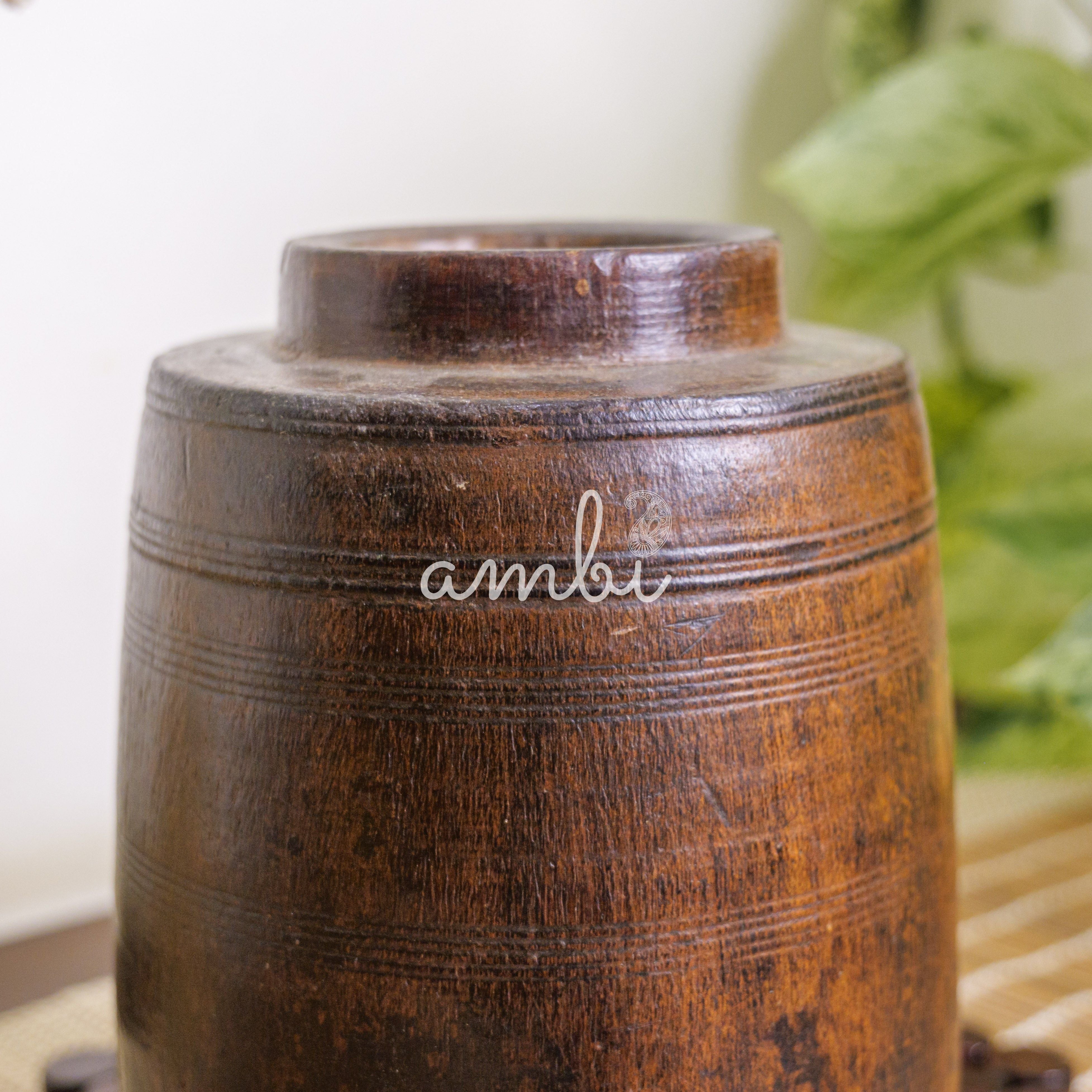 Wooded Vintage Vase / Pot / Planter