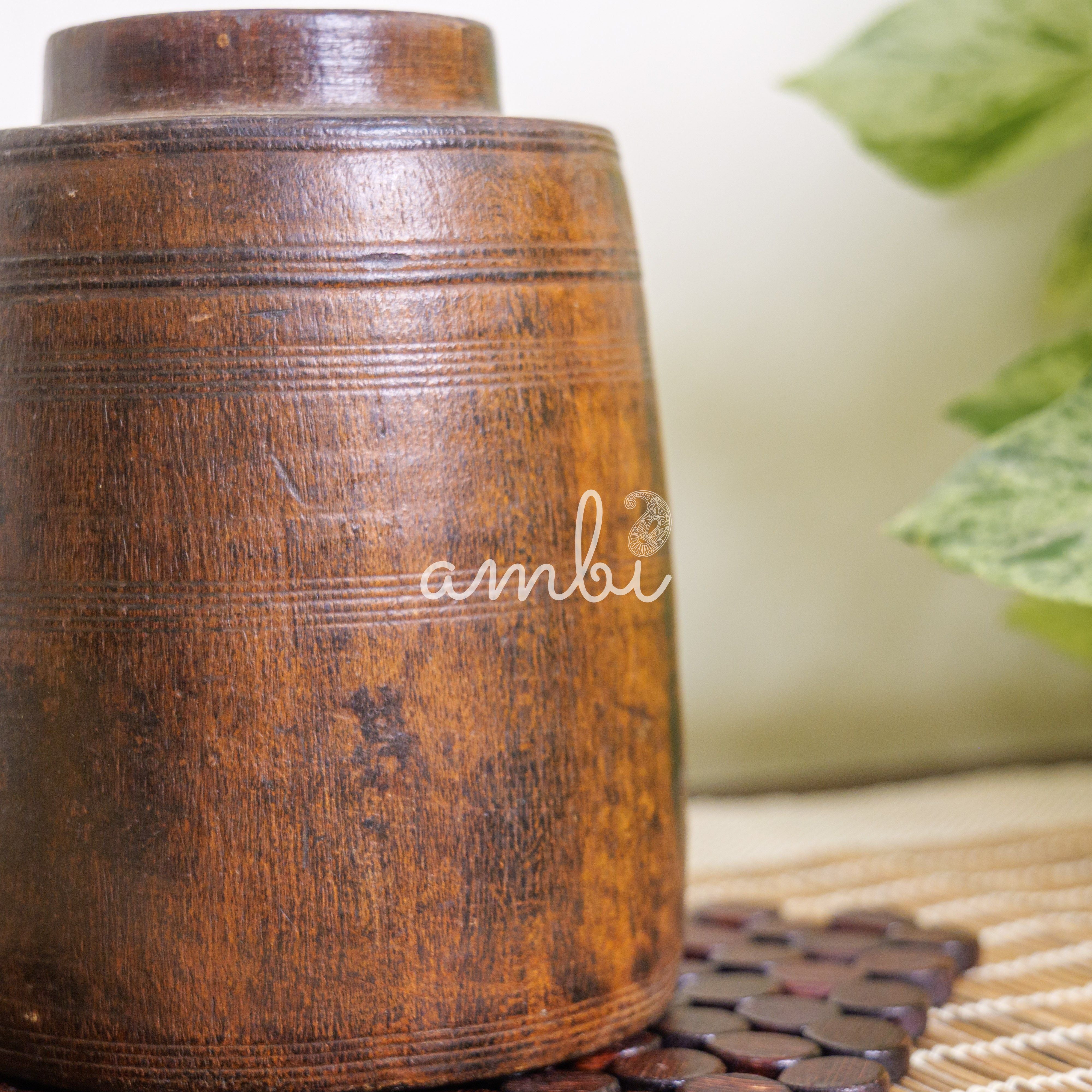 Wooded Vintage Vase / Pot / Planter