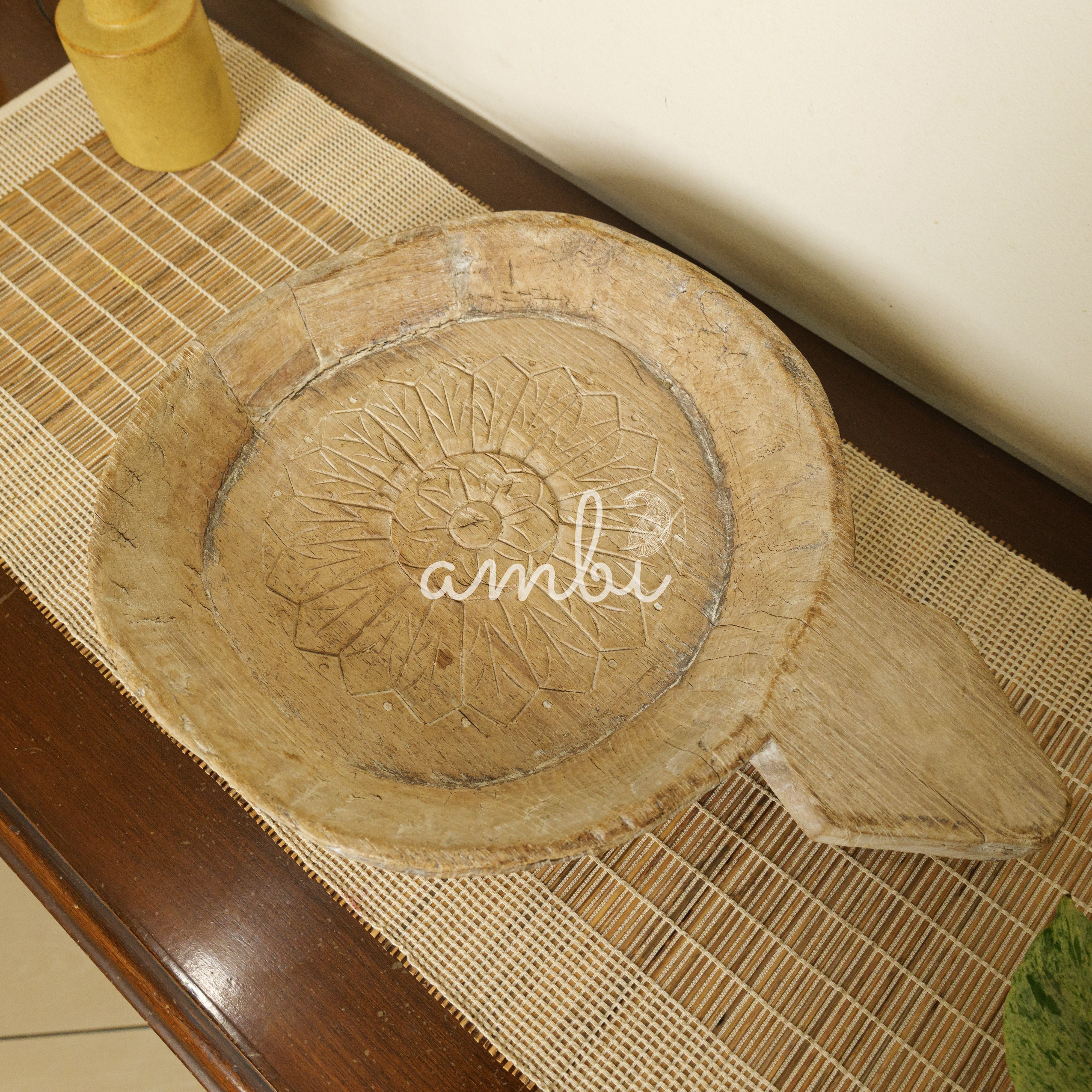Round Parat - Vintage Wooden Parat / Planter / Table Decor / Fruit Basket
