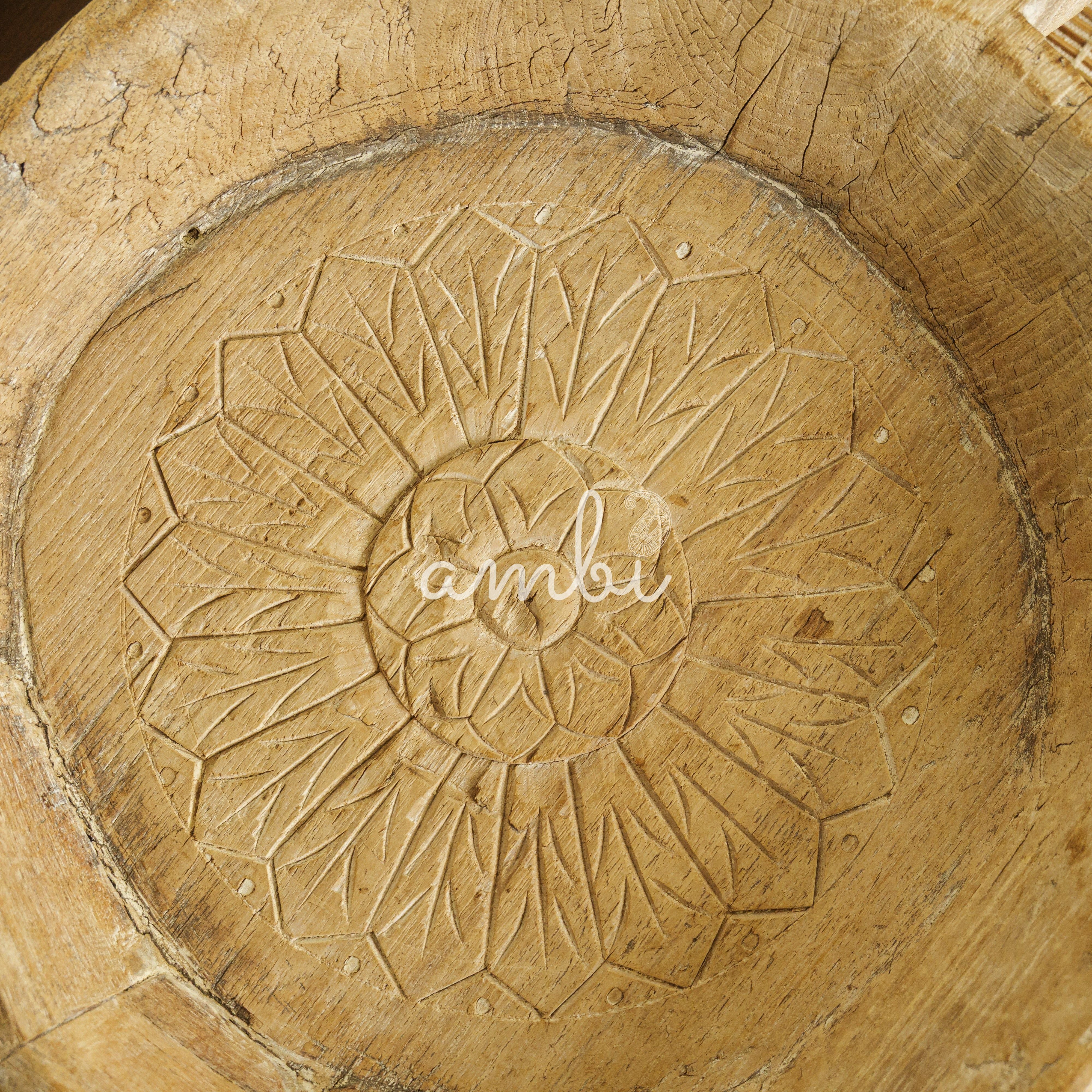 Round Parat - Vintage Wooden Parat / Planter / Table Decor / Fruit Basket