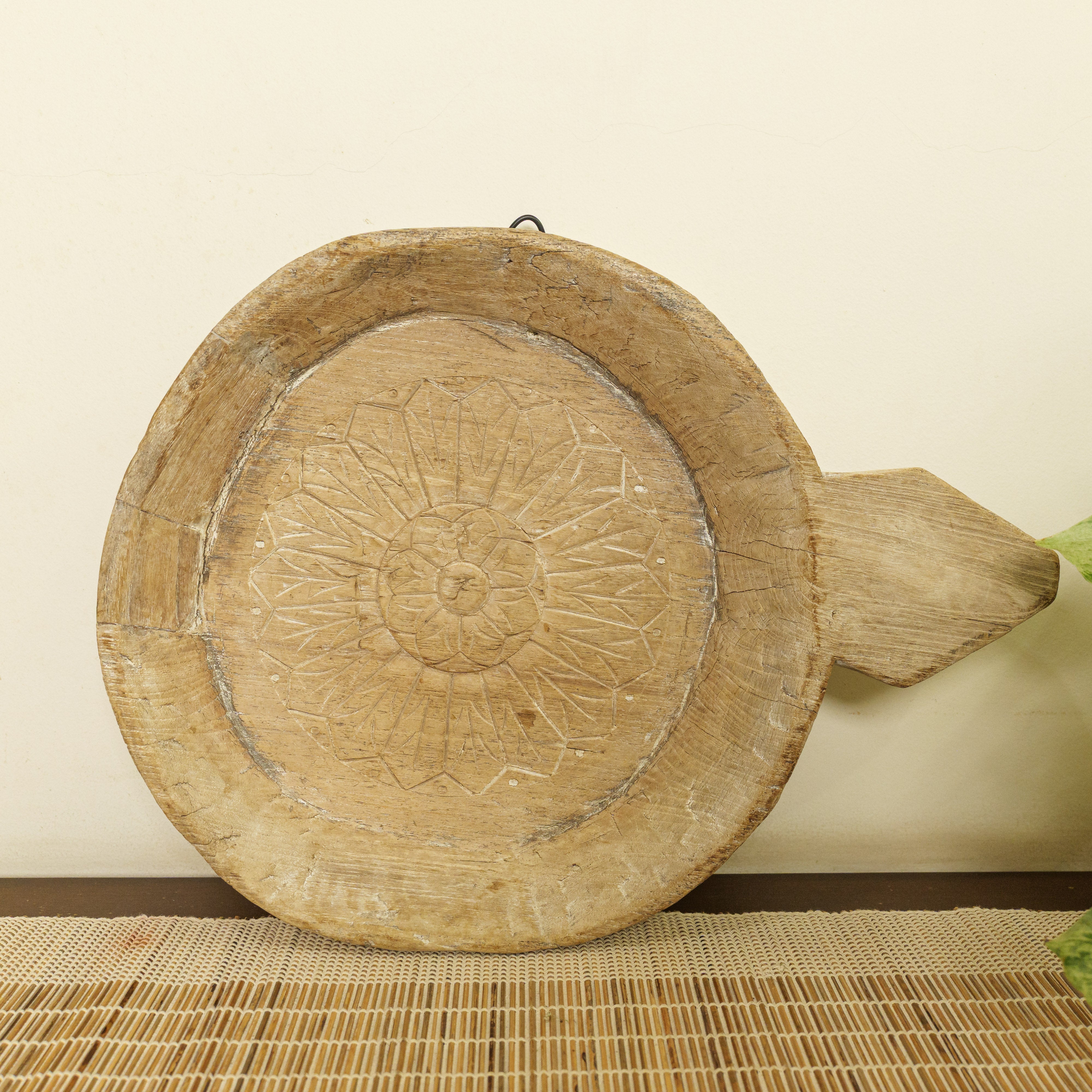 Round Parat - Vintage Wooden Parat / Planter / Table Decor / Fruit Basket