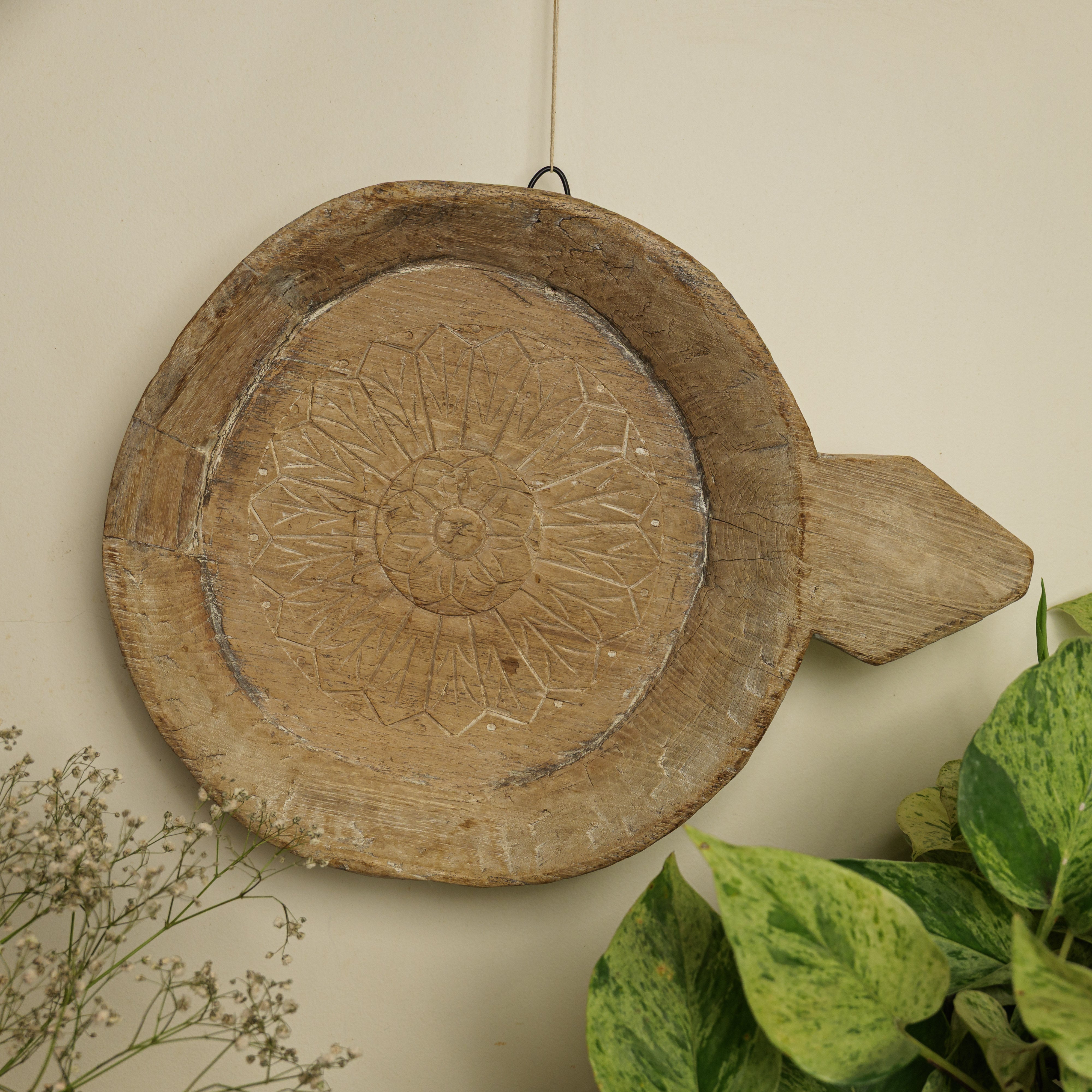 Round Parat - Vintage Wooden Parat / Planter / Table Decor / Fruit Basket