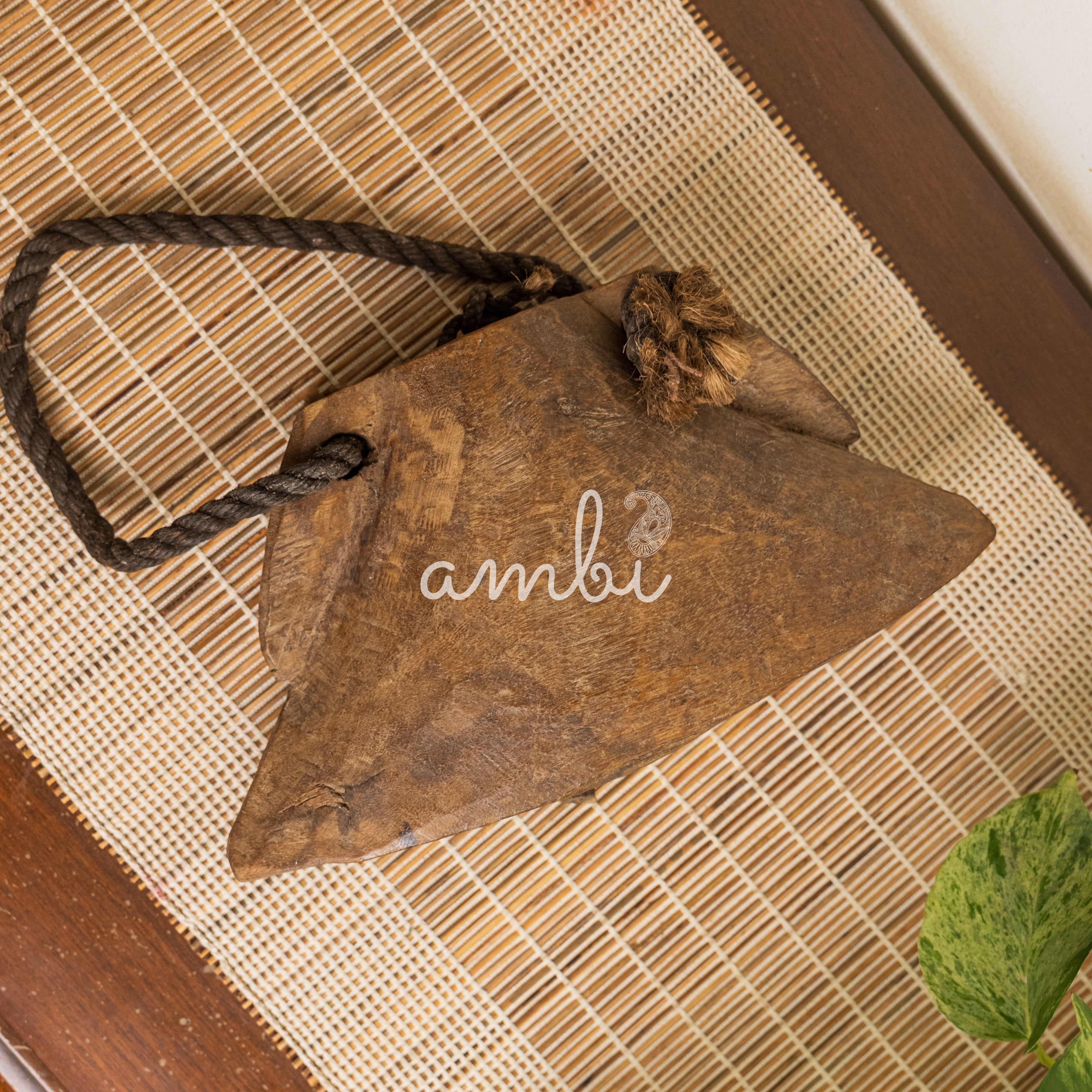 Vintage Wooden Cow Bell for Home Decor