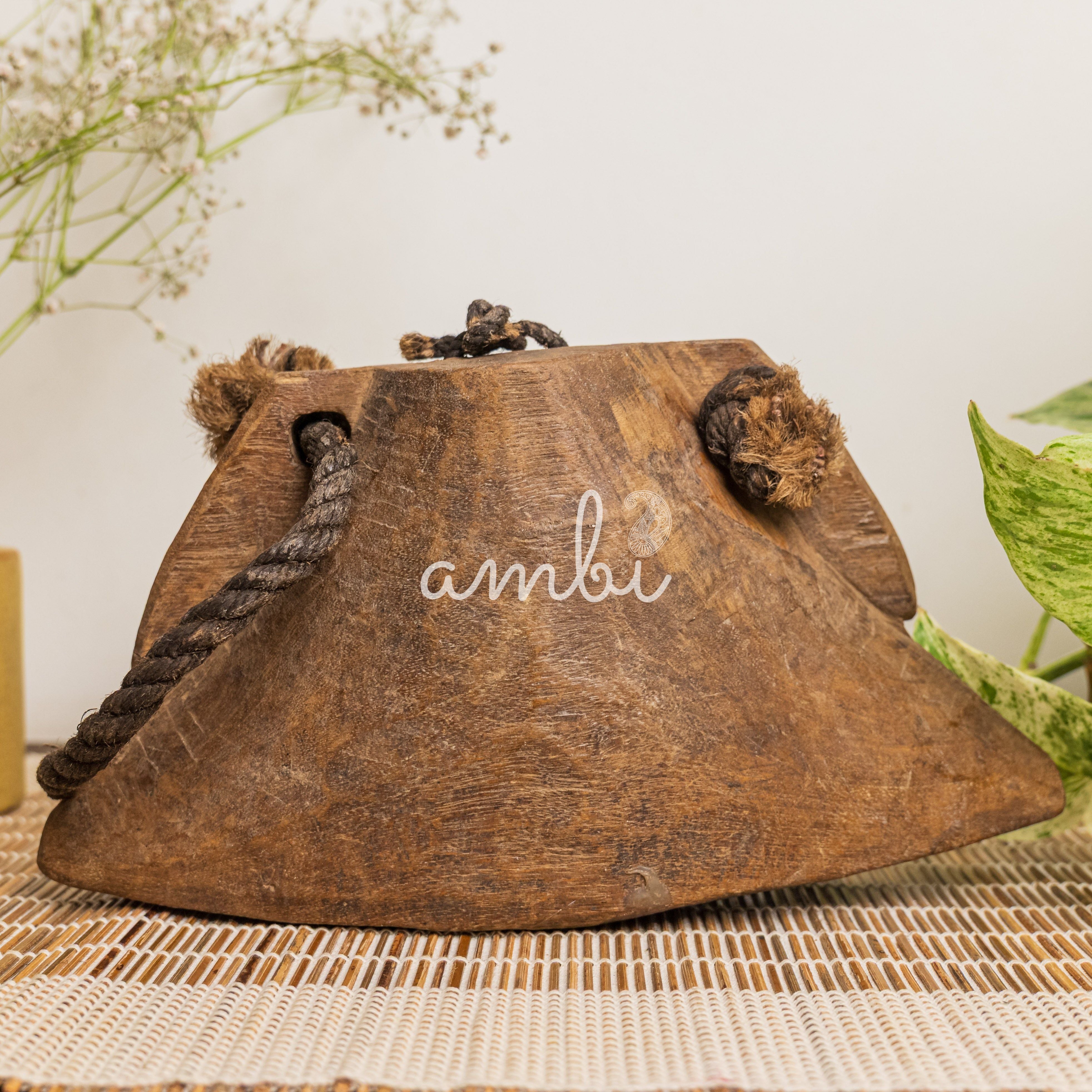 Vintage Wooden Cow Bell for Home Decor