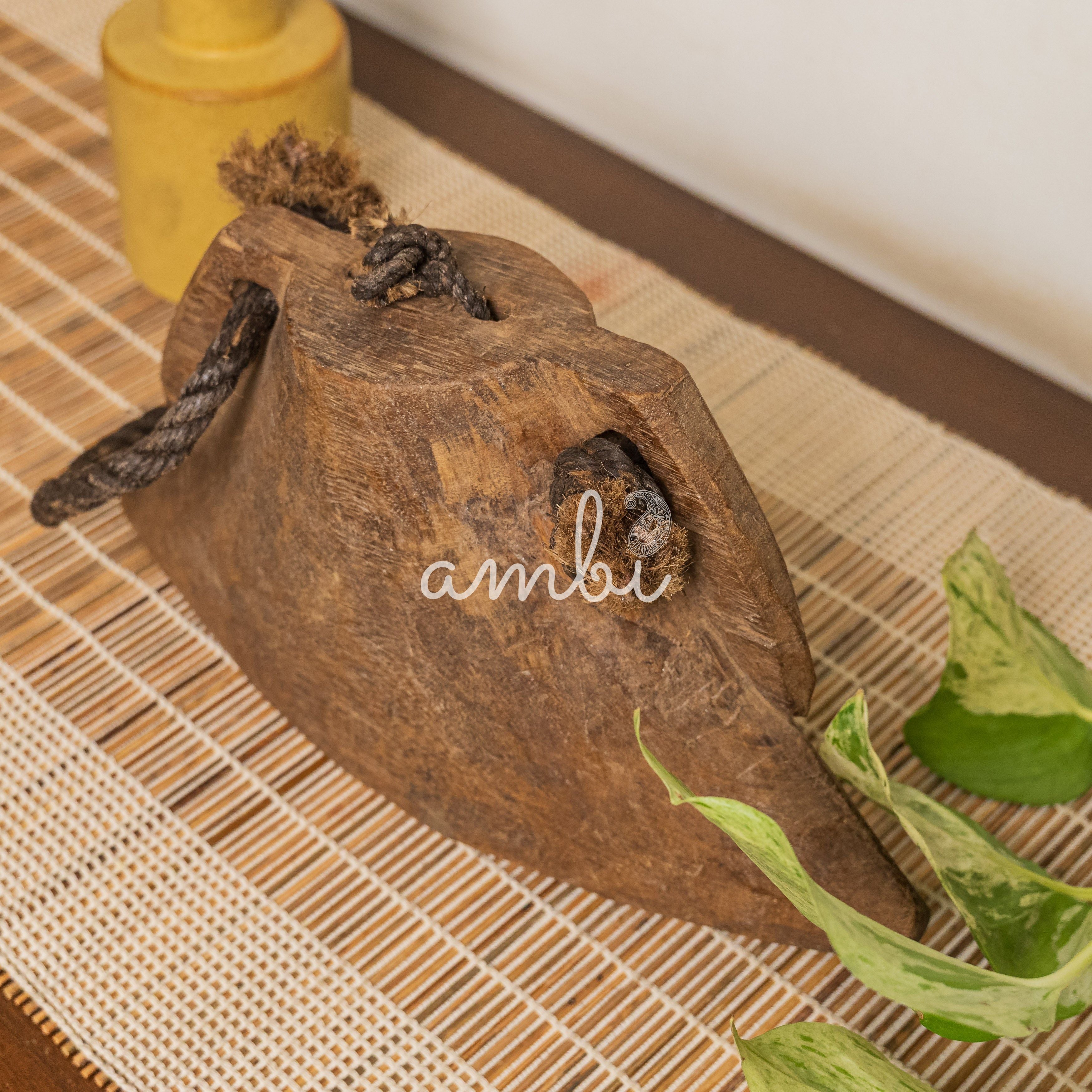 Vintage Wooden Cow Bell for Home Decor