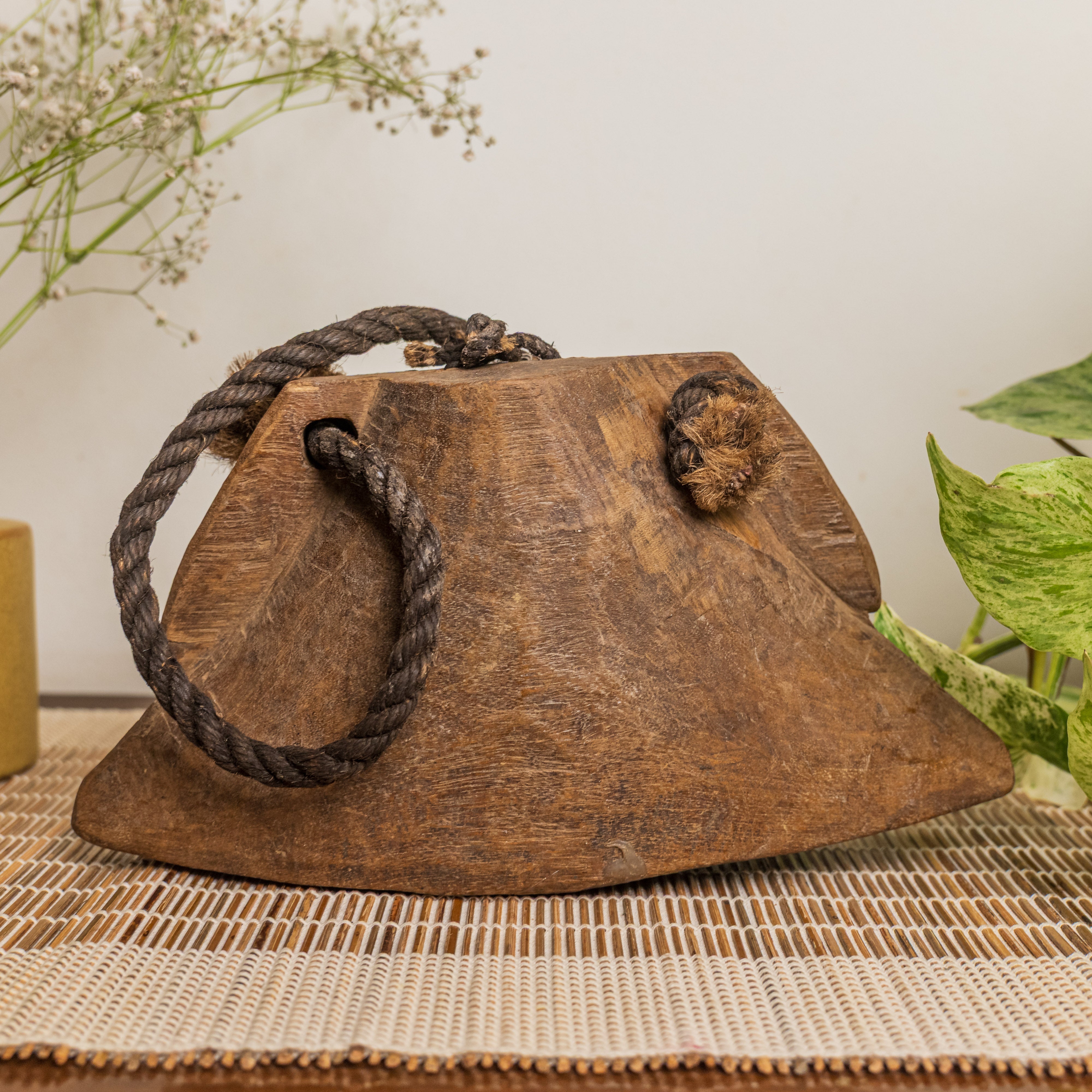 Vintage Wooden Cow Bell for Home Decor