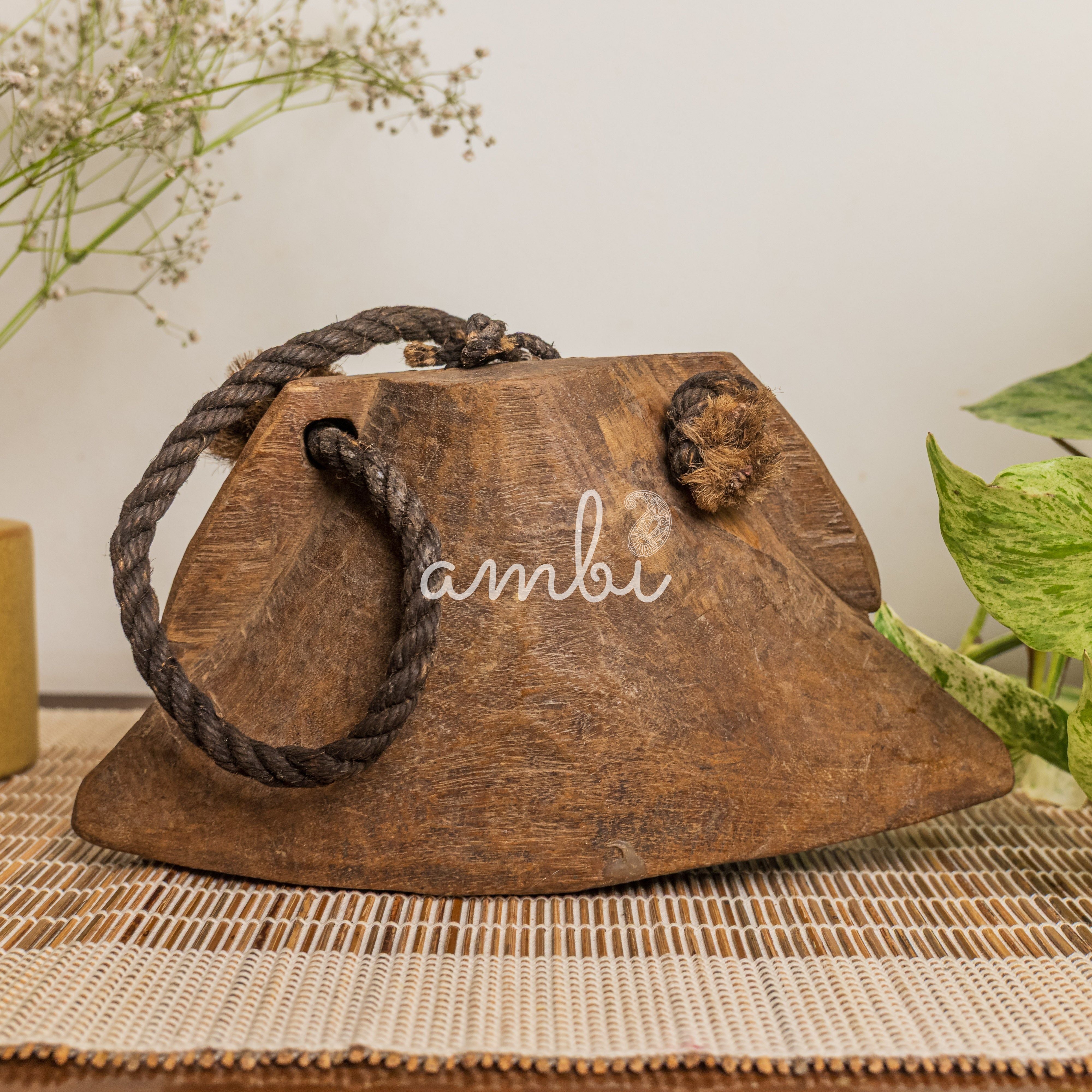 Vintage Wooden Cow Bell for Home Decor