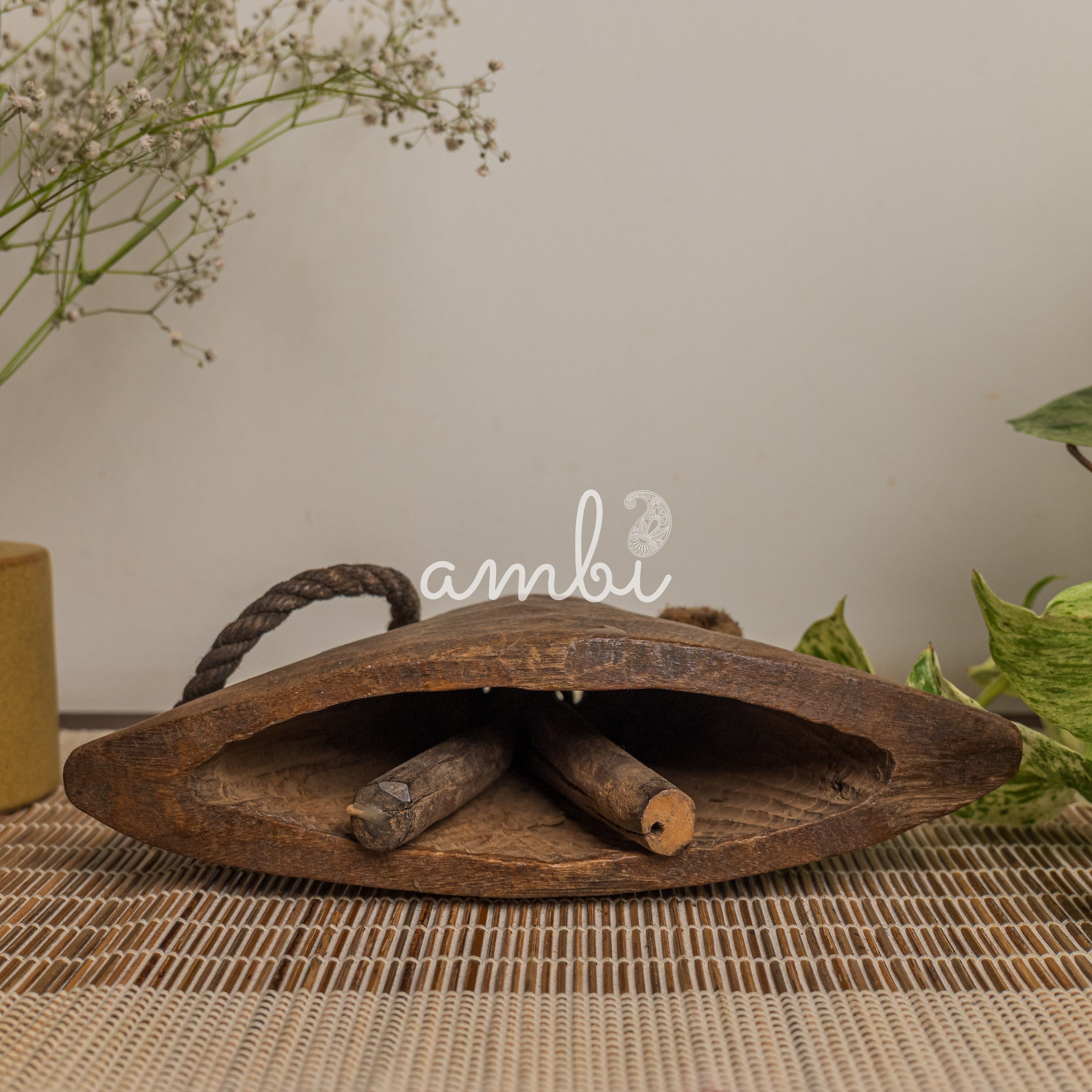 Vintage Wooden Cow Bell for Home Decor