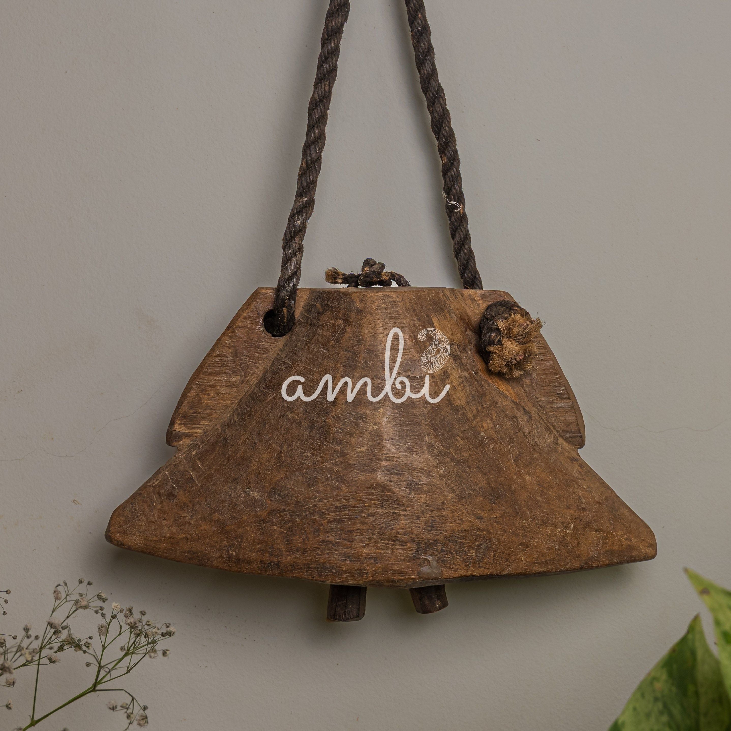 Vintage Wooden Cow Bell for Home Decor