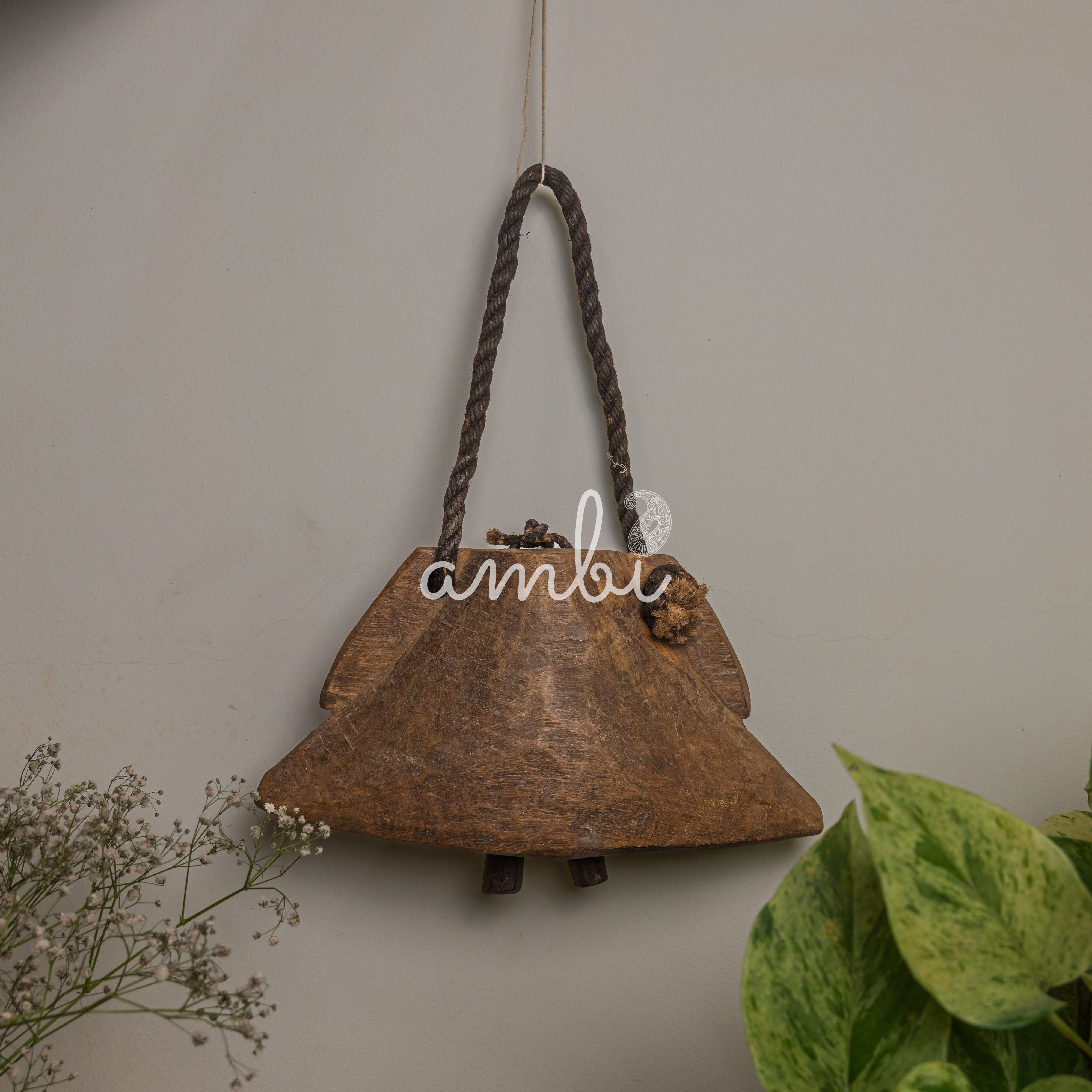 Vintage Wooden Cow Bell for Home Decor