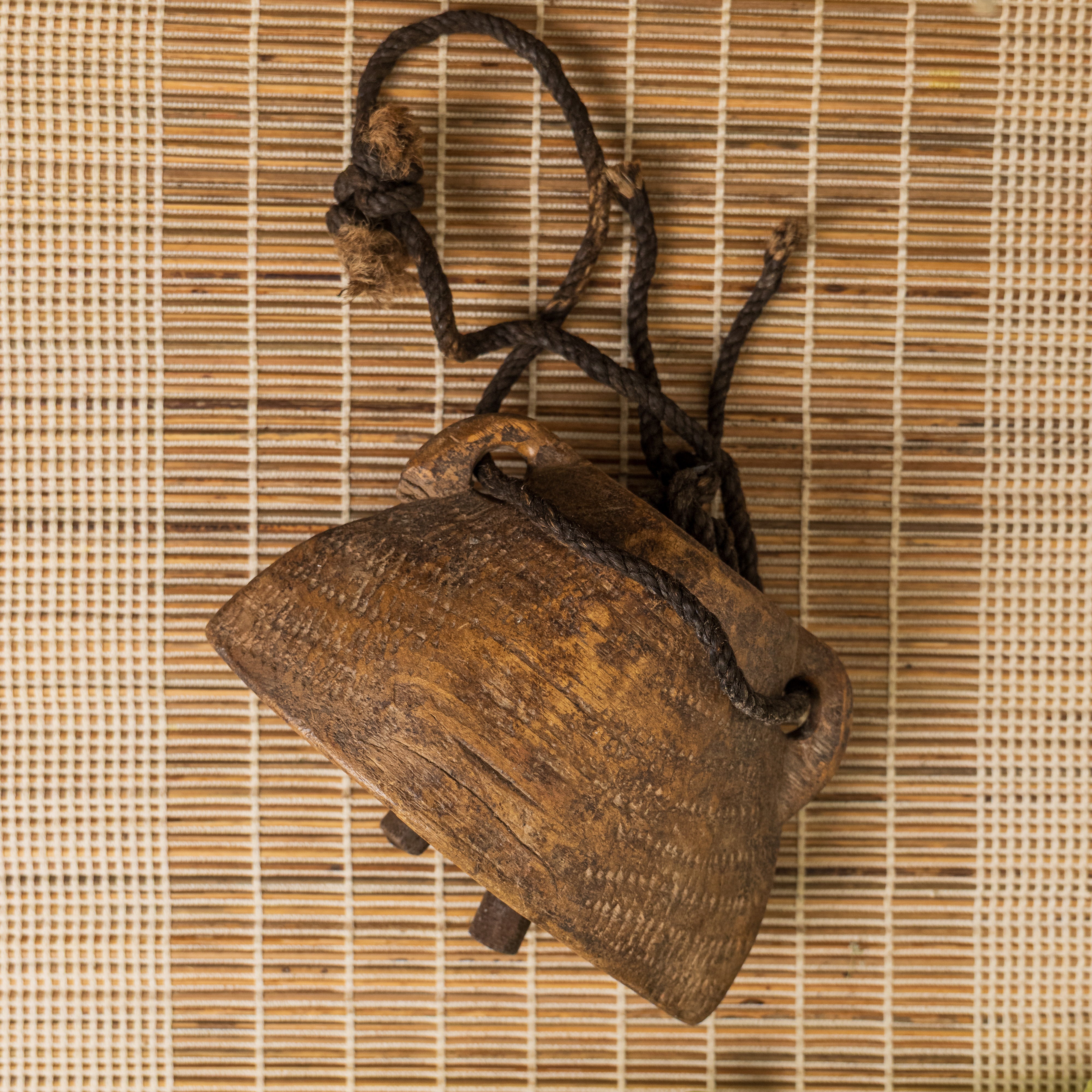Vintage Wooden Cow Bell for Home Decor