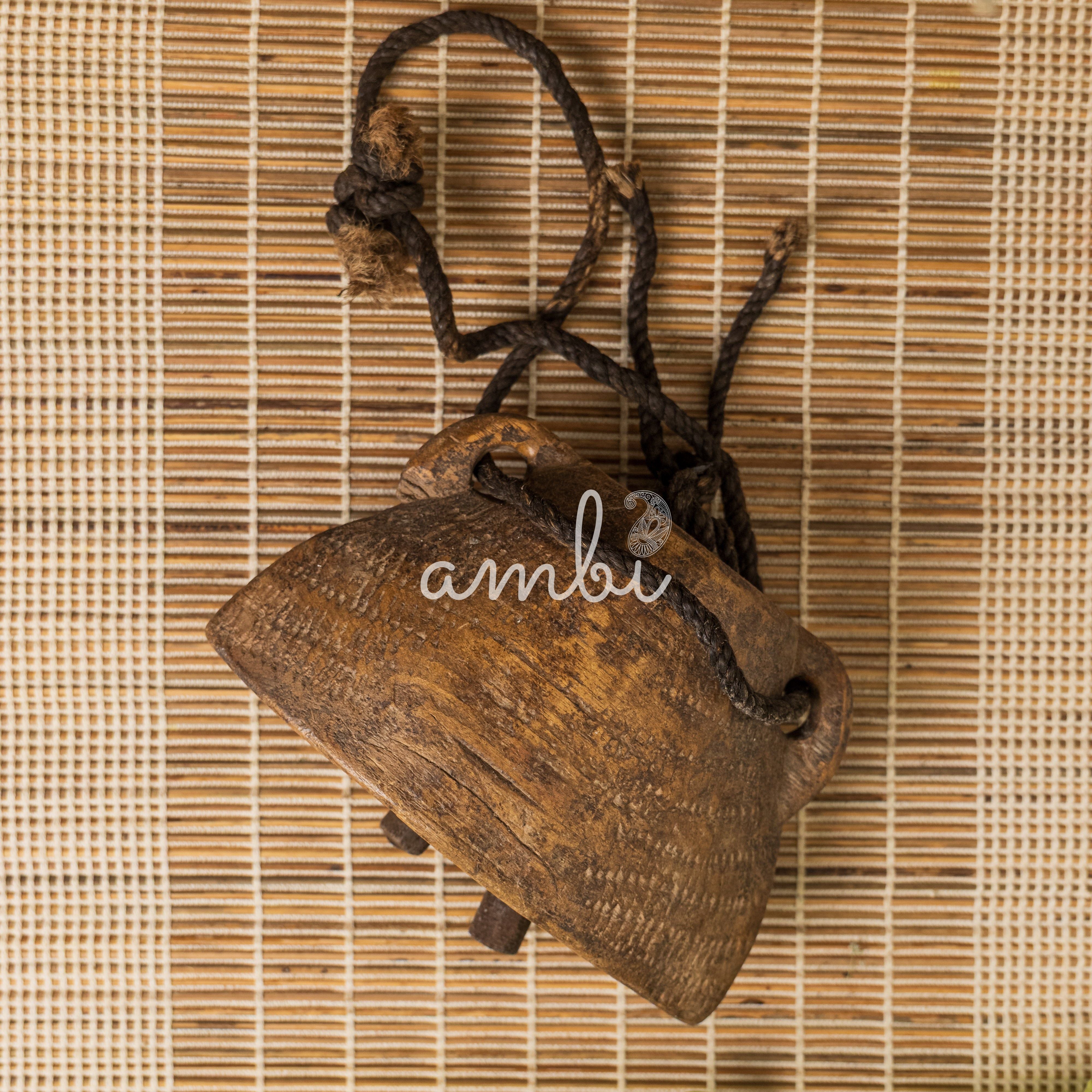 Vintage Wooden Cow Bell for Home Decor