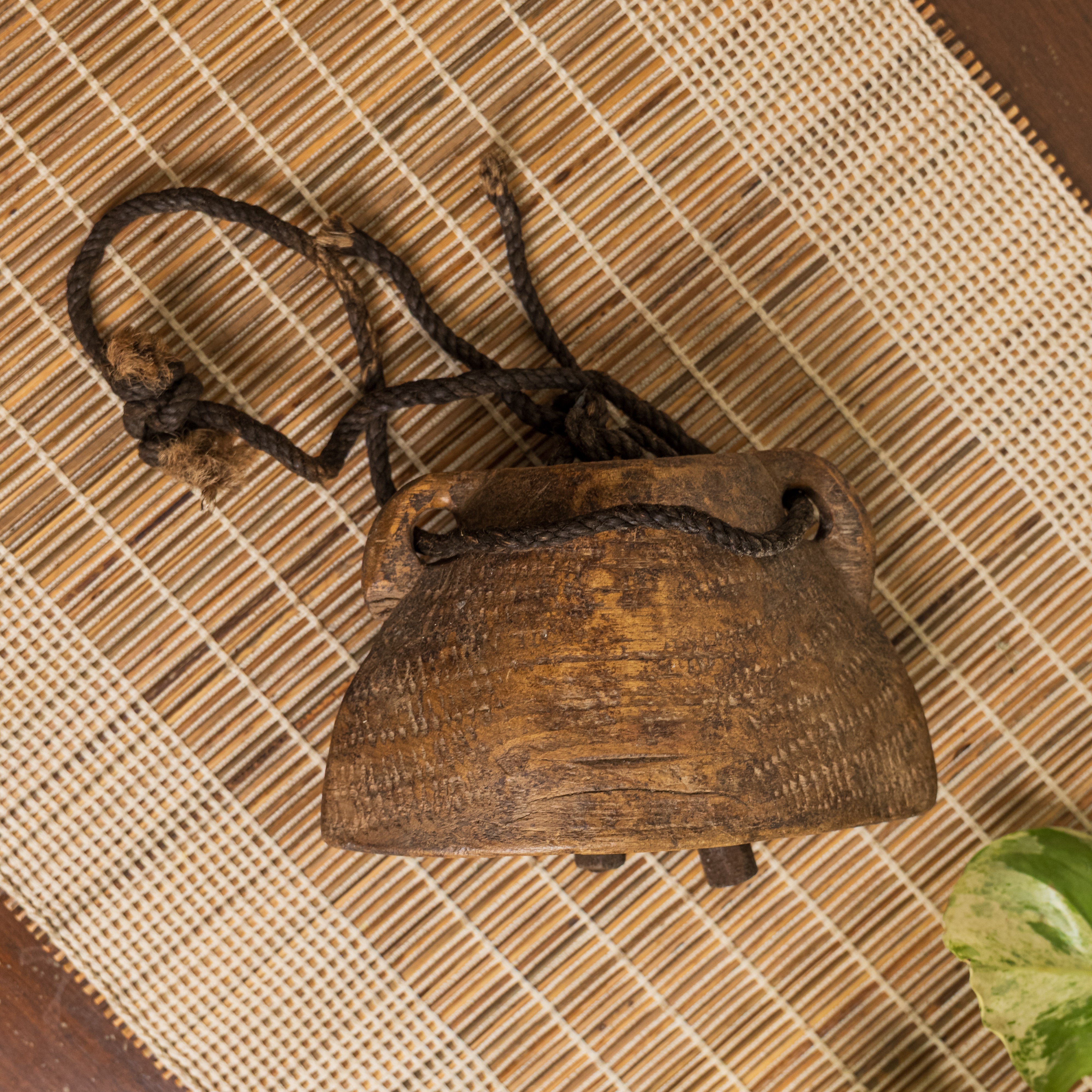 Vintage Wooden Cow Bell for Home Decor