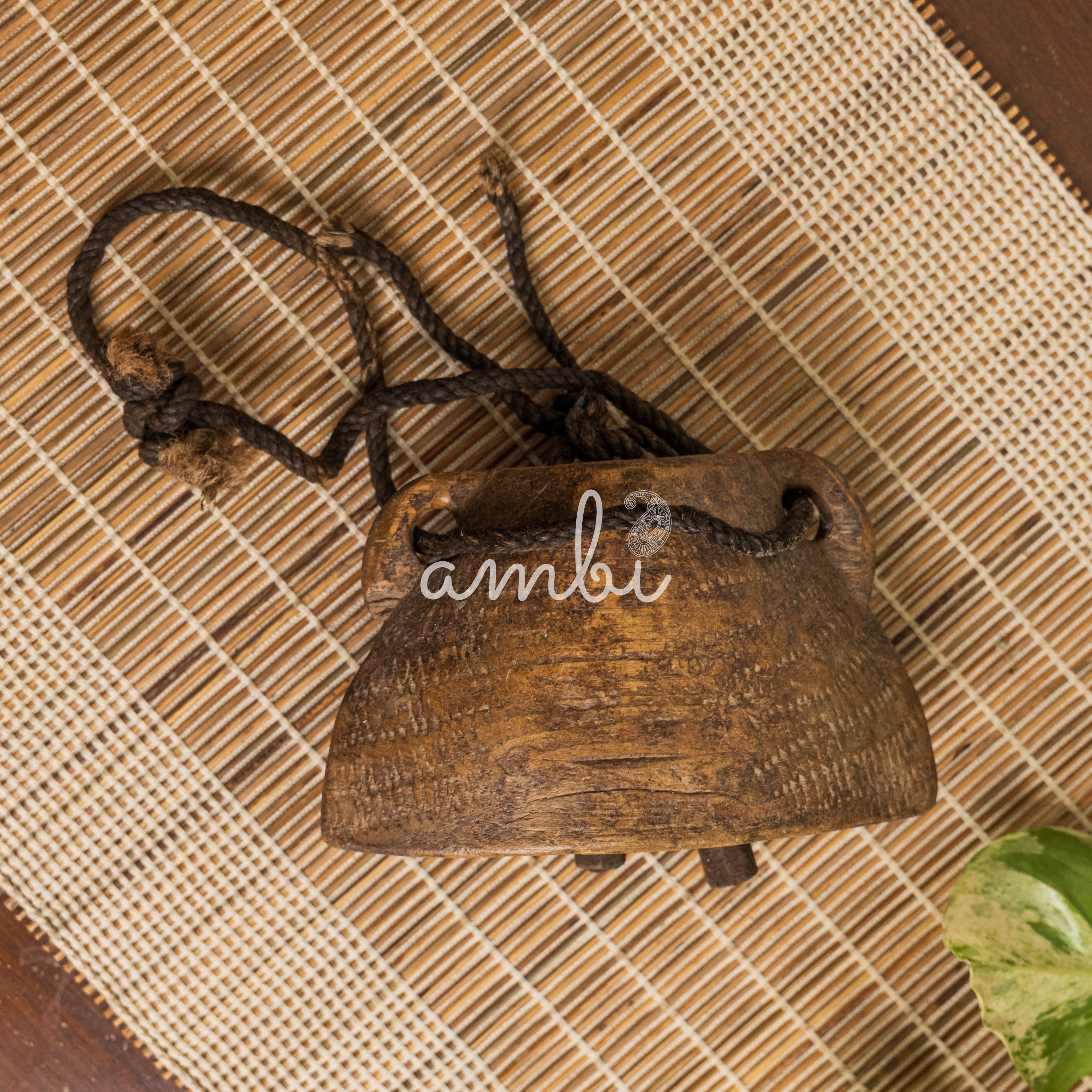 Vintage Wooden Cow Bell for Home Decor