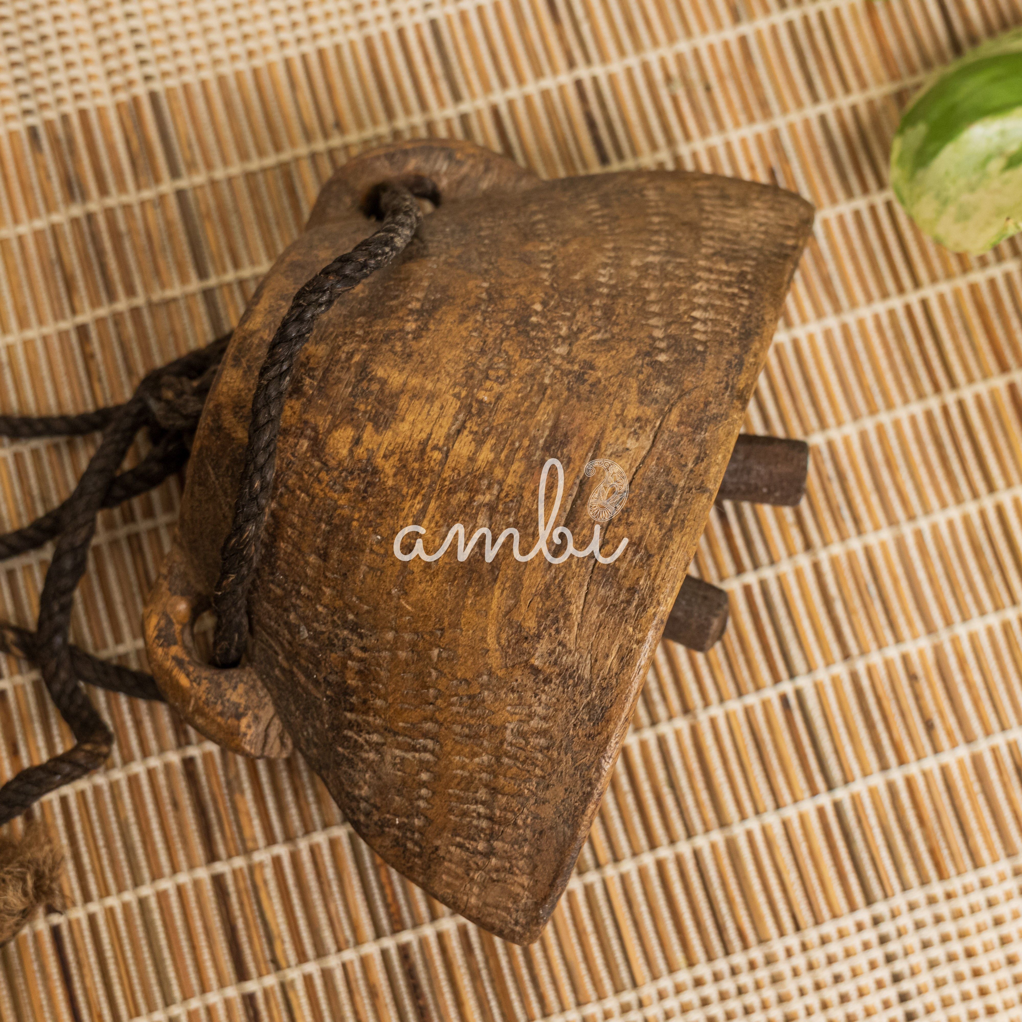 Vintage Wooden Cow Bell for Home Decor