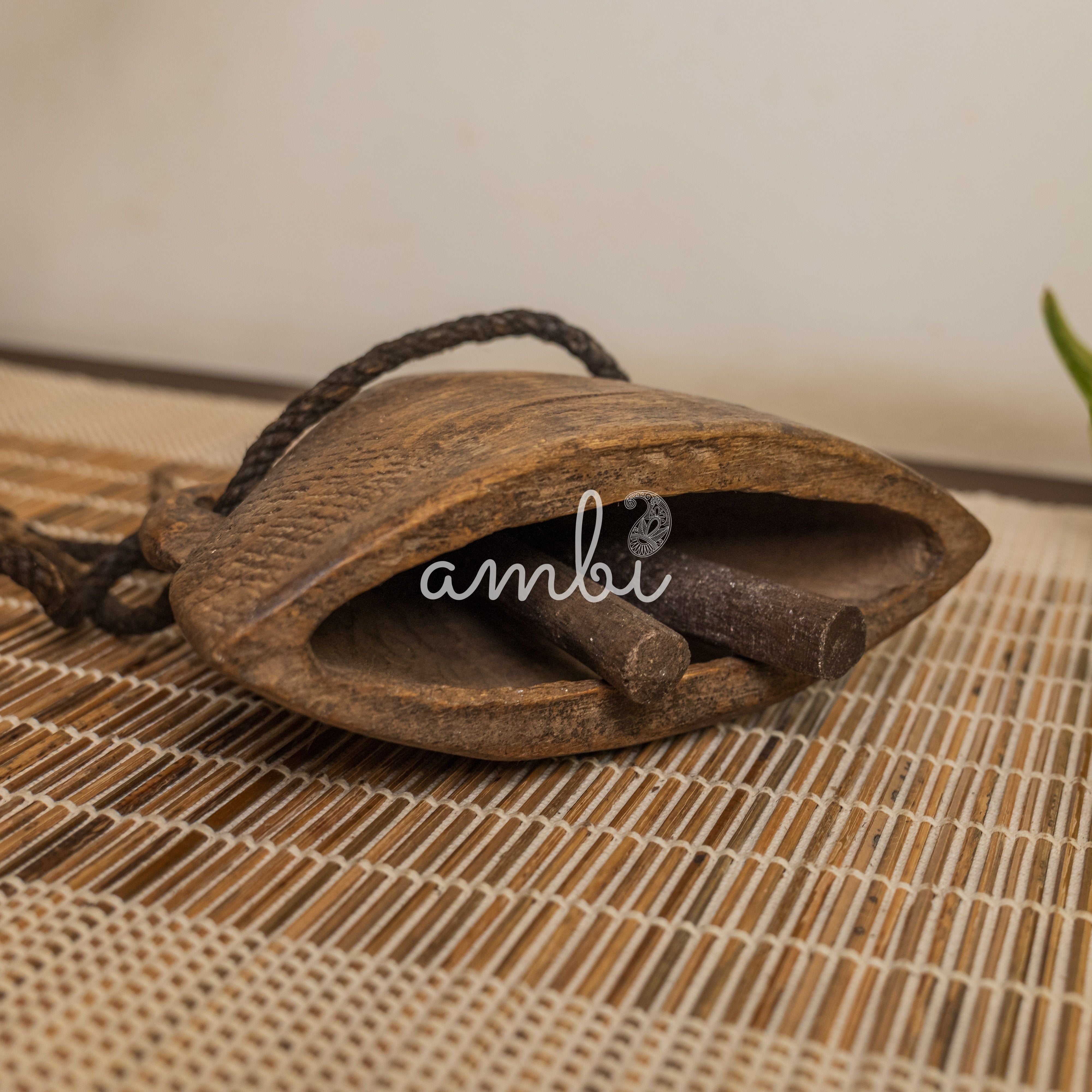 Vintage Wooden Cow Bell for Home Decor