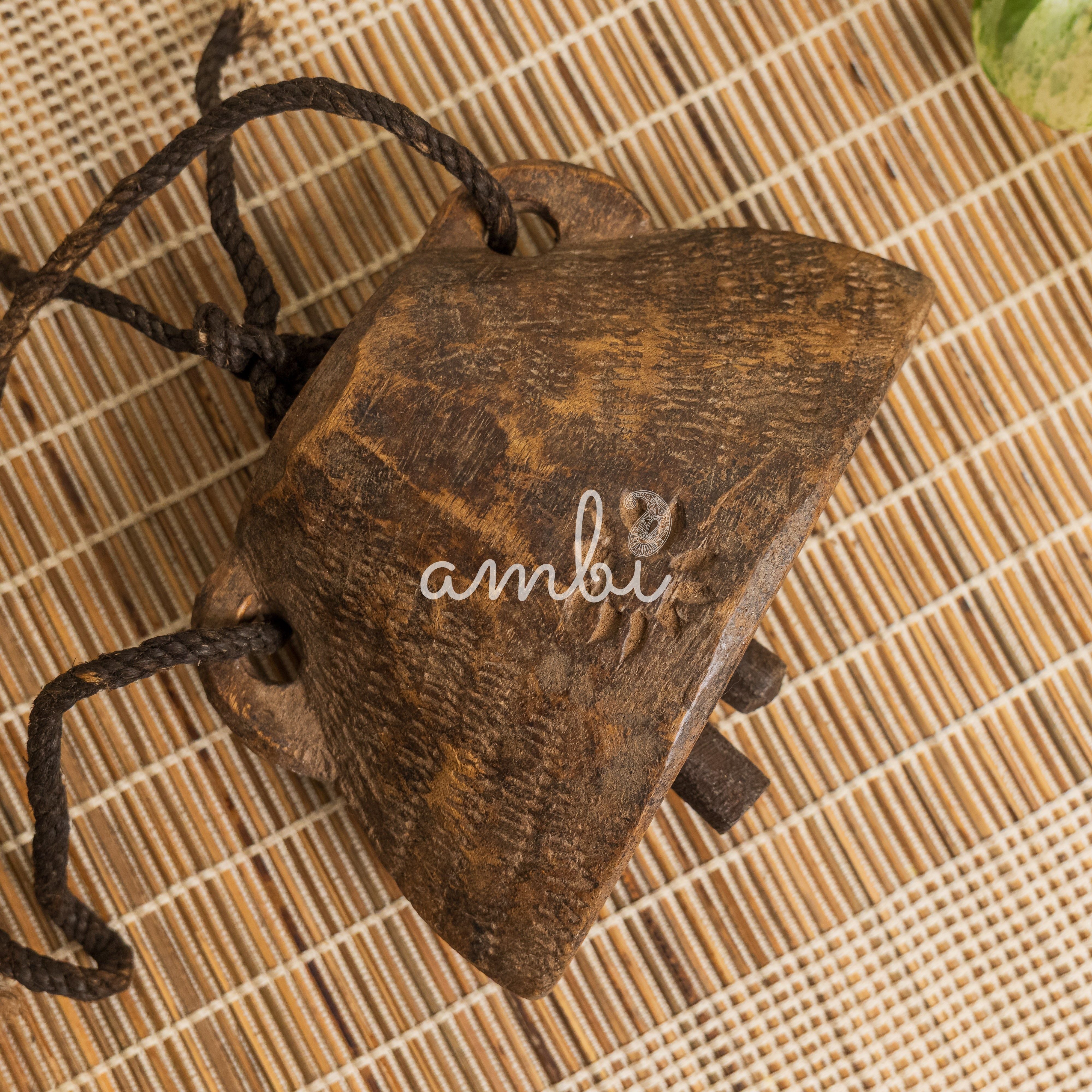 Vintage Wooden Cow Bell for Home Decor